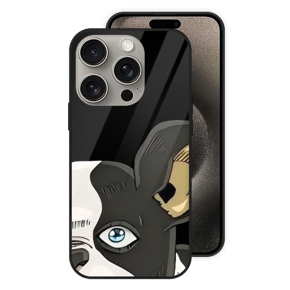 （画像用） ジョジョの奇妙な冒険 イギー JoJo's Bizarre Adventure Iggy 【iPhone15Pro対応】スマホケース 耐衝撃＆黄変防止 背面ガラス