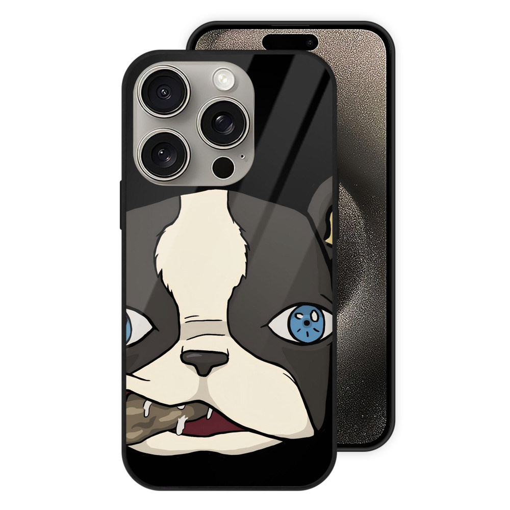 （画像用） ジョジョの奇妙な冒険 イギー JoJo's Bizarre Adventure Iggy 【iPhone15Pro対応】スマホケース 耐衝撃＆黄変防止 背面ガラス