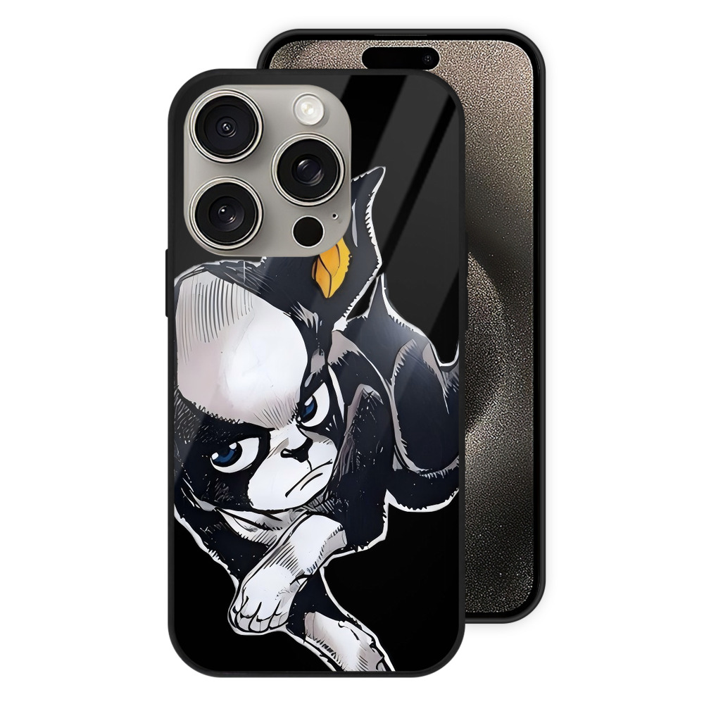 （画像用） ジョジョの奇妙な冒険 イギー JoJo's Bizarre Adventure Iggy 【iPhone15Pro対応】スマホケース 耐衝撃＆黄変防止 背面ガラス