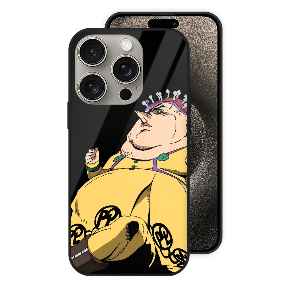 （画像用） ジョジョの奇妙な冒険 ポルポ JoJo's Bizarre Adventure Polpo 【iPhone15Pro対応】スマホケース 耐衝撃＆黄変防止 背面ガラス