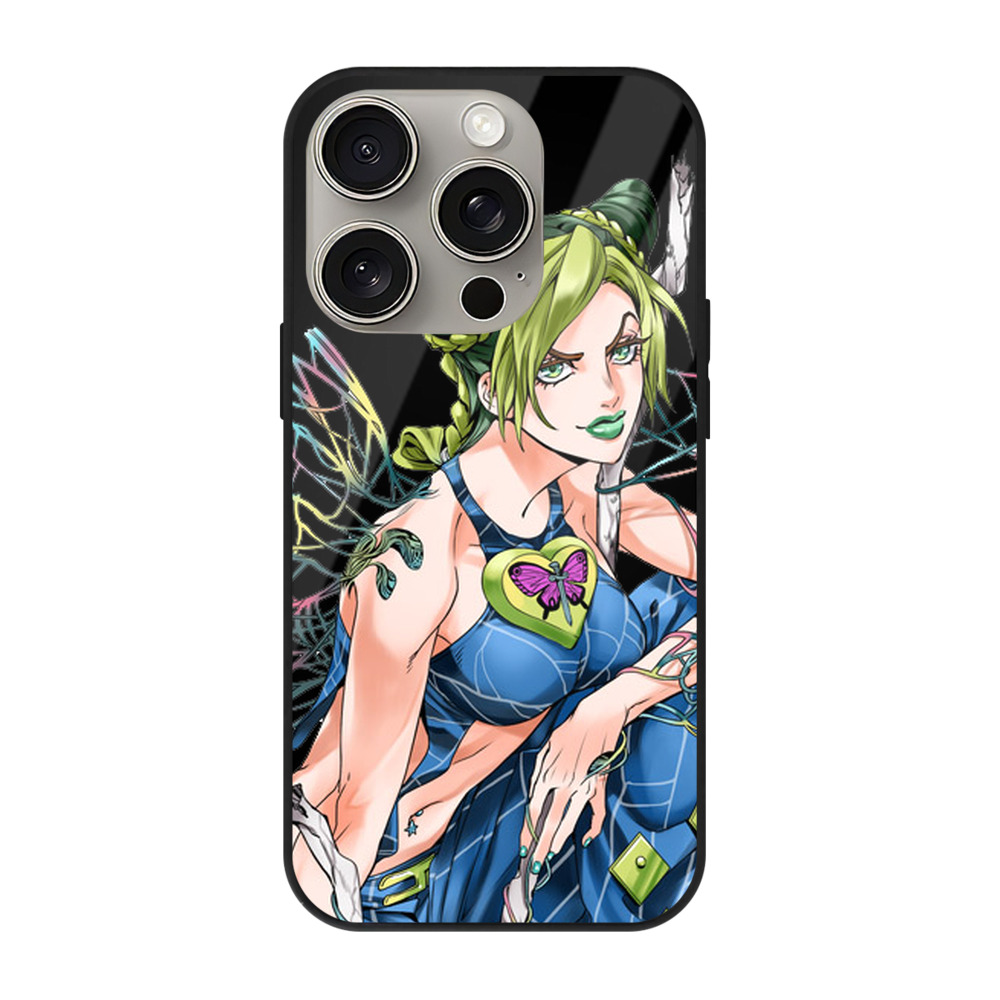 （画像用） "ジョジョの奇妙な冒険 くうじょう ジョリーン JoJo's Bizarre Adventure Jolyne Cujoh " 【iPhone15Pro対応】スマホケース 耐衝撃＆黄変防止 背面ガラス