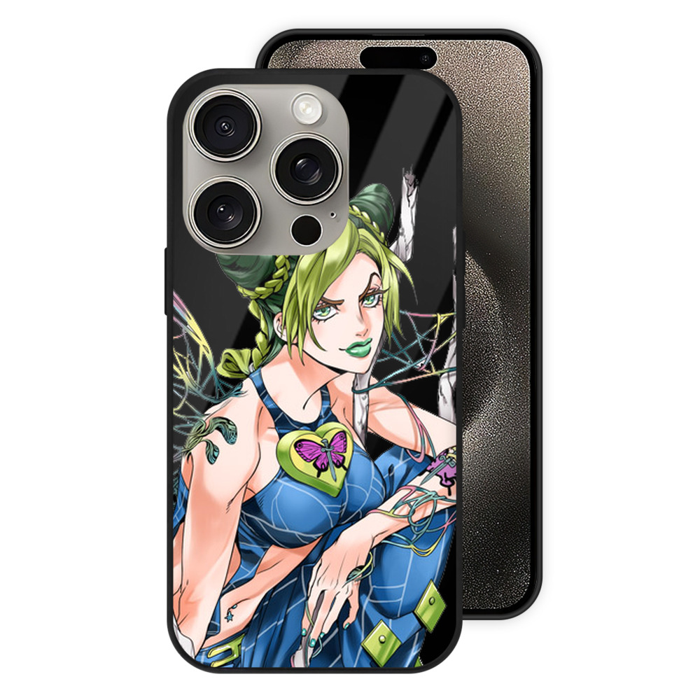 （画像用） "ジョジョの奇妙な冒険 くうじょう ジョリーン JoJo's Bizarre Adventure Jolyne Cujoh " 【iPhone15Pro対応】スマホケース 耐衝撃＆黄変防止 背面ガラス