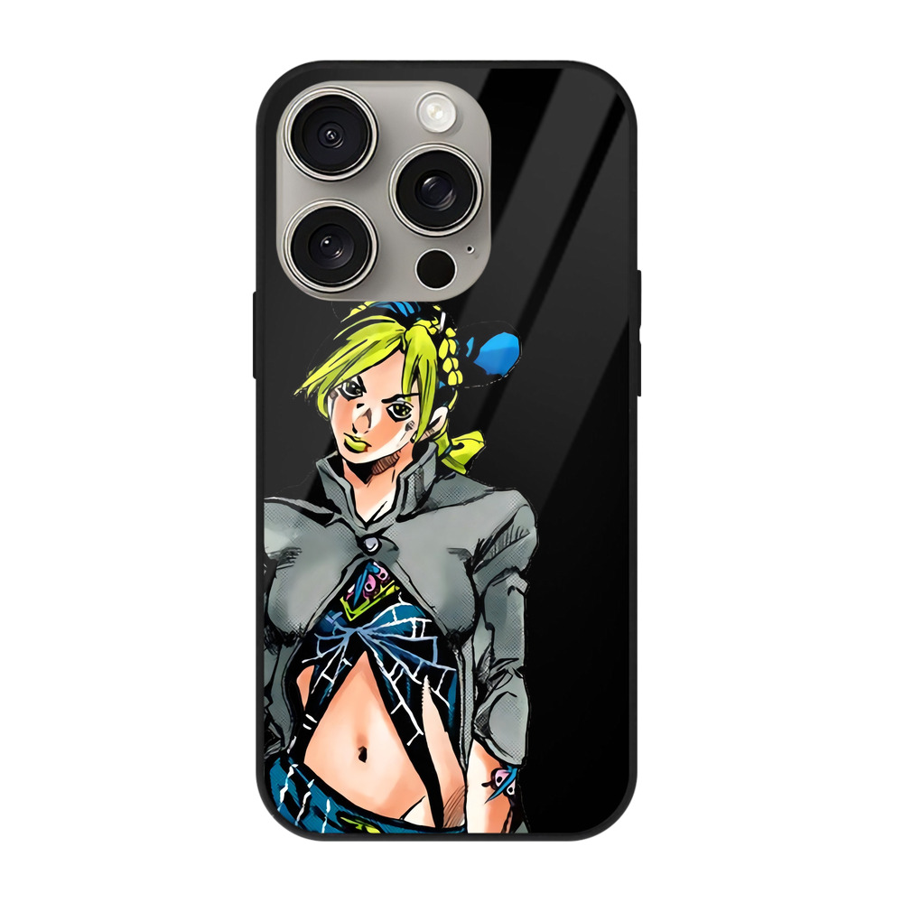 （画像用） "ジョジョの奇妙な冒険 くうじょう ジョリーン JoJo's Bizarre Adventure Jolyne Cujoh " 【iPhone15Pro対応】スマホケース 耐衝撃＆黄変防止 背面ガラス