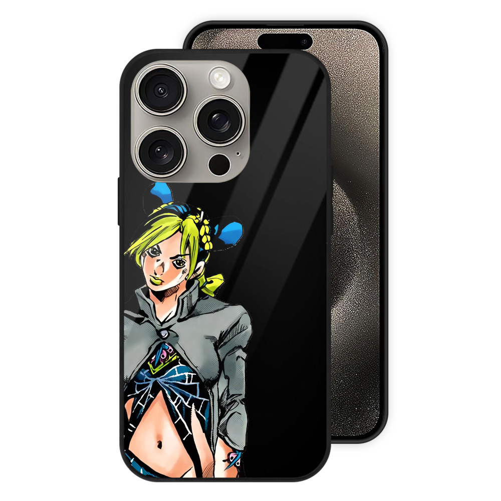 （画像用） "ジョジョの奇妙な冒険 くうじょう ジョリーン JoJo's Bizarre Adventure Jolyne Cujoh " 【iPhone15Pro対応】スマホケース 耐衝撃＆黄変防止 背面ガラス