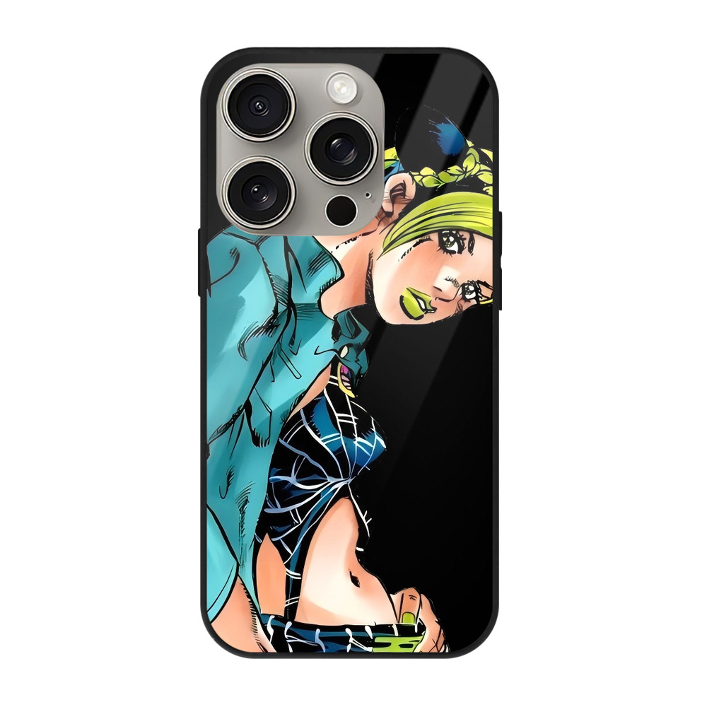 （画像用） "ジョジョの奇妙な冒険 くうじょう ジョリーン JoJo's Bizarre Adventure Jolyne Cujoh " 【iPhone15Pro対応】スマホケース 耐衝撃＆黄変防止 背面ガラス