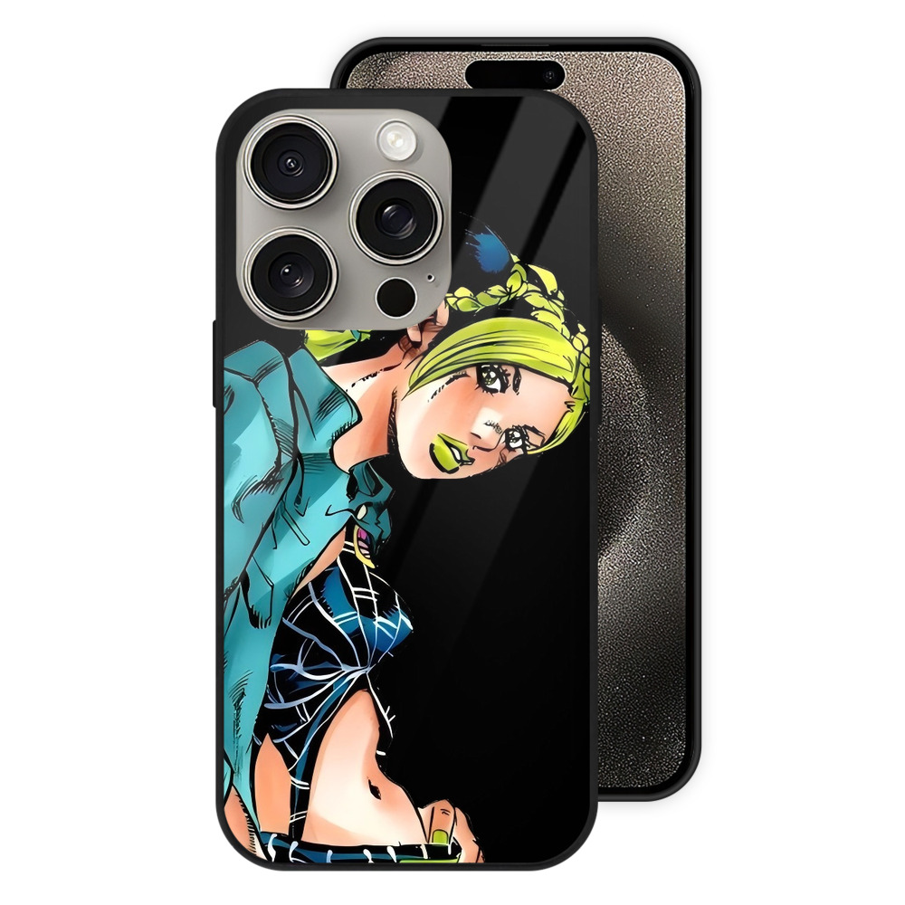（画像用） "ジョジョの奇妙な冒険 くうじょう ジョリーン JoJo's Bizarre Adventure Jolyne Cujoh " 【iPhone15Pro対応】スマホケース 耐衝撃＆黄変防止 背面ガラス