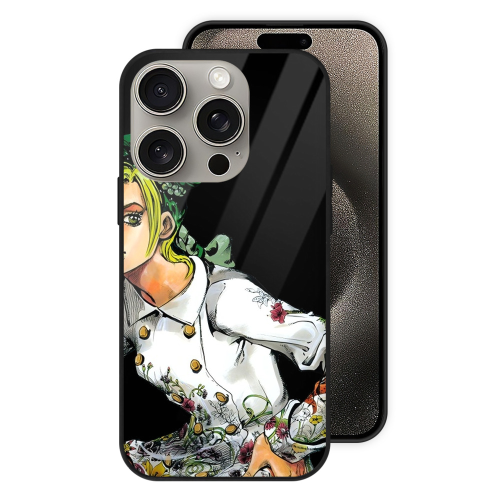 （画像用） "ジョジョの奇妙な冒険 くうじょう ジョリーン JoJo's Bizarre Adventure Jolyne Cujoh " 【iPhone15Pro対応】スマホケース 耐衝撃＆黄変防止 背面ガラス