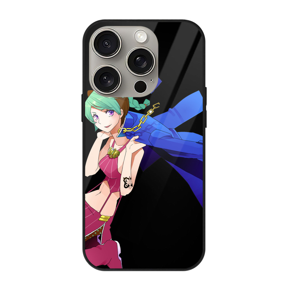 （画像用） "ジョジョの奇妙な冒険 くうじょう ジョリーン JoJo's Bizarre Adventure Jolyne Cujoh " 【iPhone15Pro対応】スマホケース 耐衝撃＆黄変防止 背面ガラス