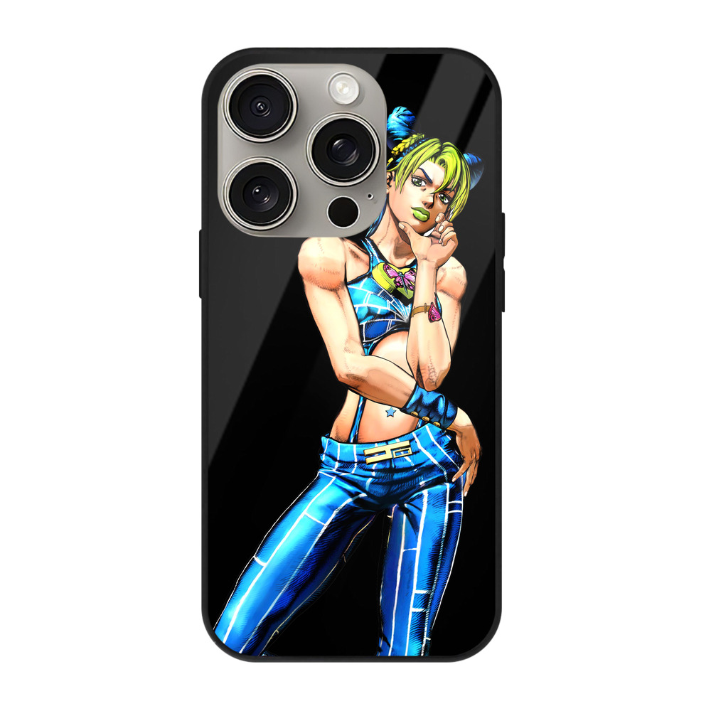 （画像用） "ジョジョの奇妙な冒険 くうじょう ジョリーン JoJo's Bizarre Adventure Jolyne Cujoh " 【iPhone15Pro対応】スマホケース 耐衝撃＆黄変防止 背面ガラス