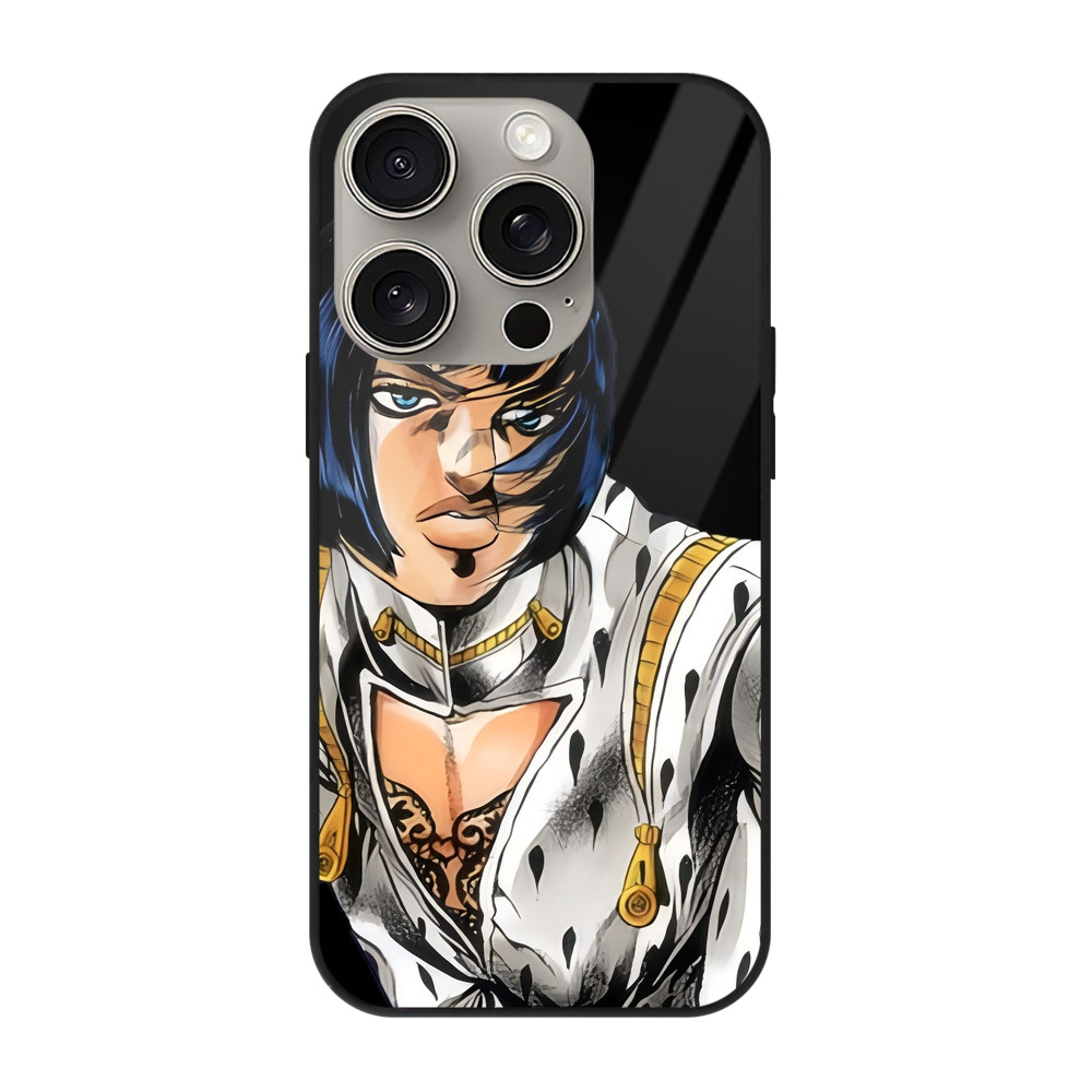 （画像用） ジョジョの奇妙な冒険 ブローノ?ブチャラティ JoJo's Bizarre Adventure Bruno Bucciarati 【iPhone15Pro対応】スマホケース 耐衝撃＆黄変防止 背面ガラス