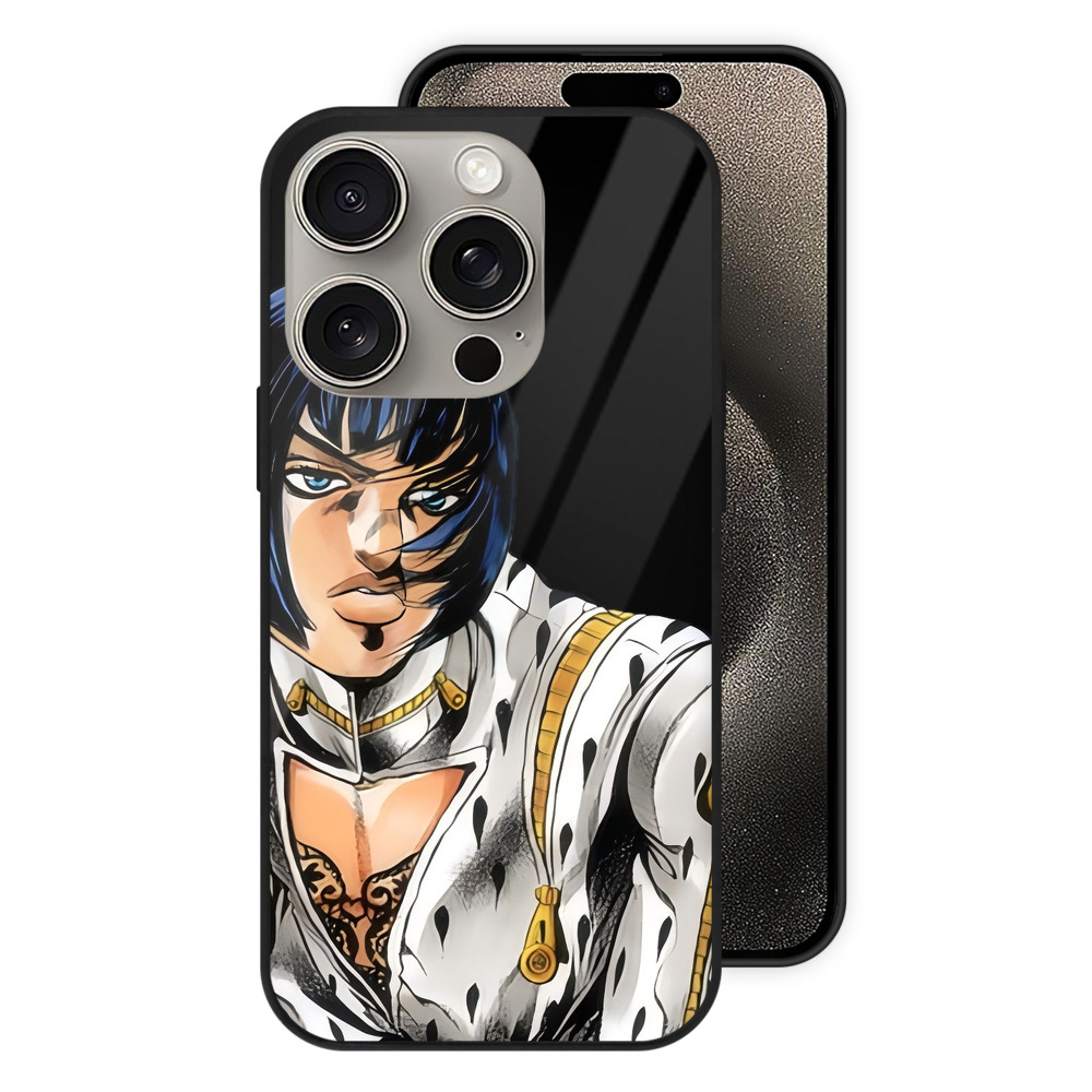 （画像用） ジョジョの奇妙な冒険 ブローノ?ブチャラティ JoJo's Bizarre Adventure Bruno Bucciarati 【iPhone15Pro対応】スマホケース 耐衝撃＆黄変防止 背面ガラス