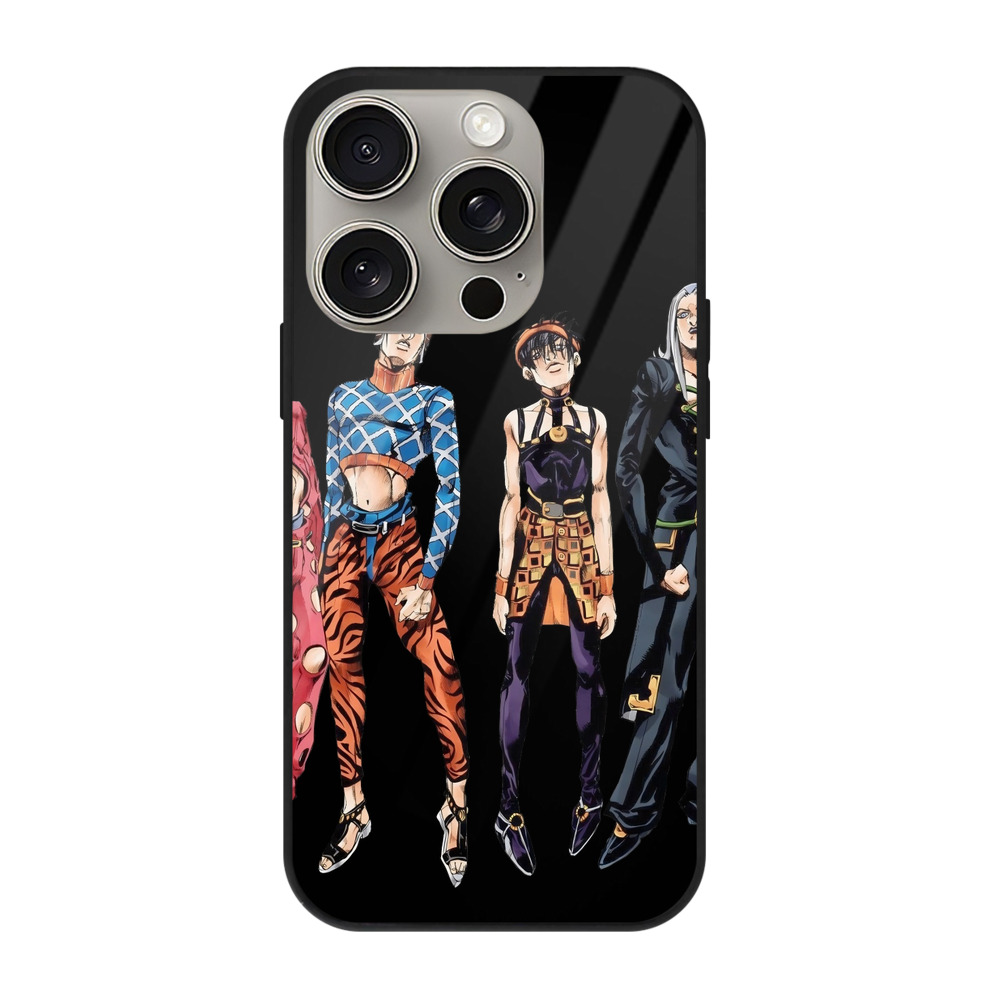（画像用） ジョジョの奇妙な冒険 JoJo's Bizarre Adventure 【iPhone15Pro対応】スマホケース 耐衝撃＆黄変防止 背面ガラス
