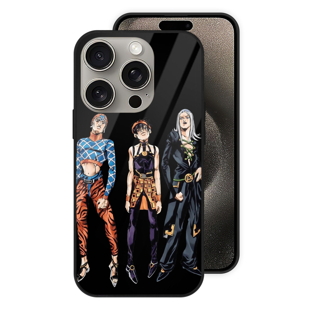 （画像用） ジョジョの奇妙な冒険 JoJo's Bizarre Adventure 【iPhone15Pro対応】スマホケース 耐衝撃＆黄変防止 背面ガラス