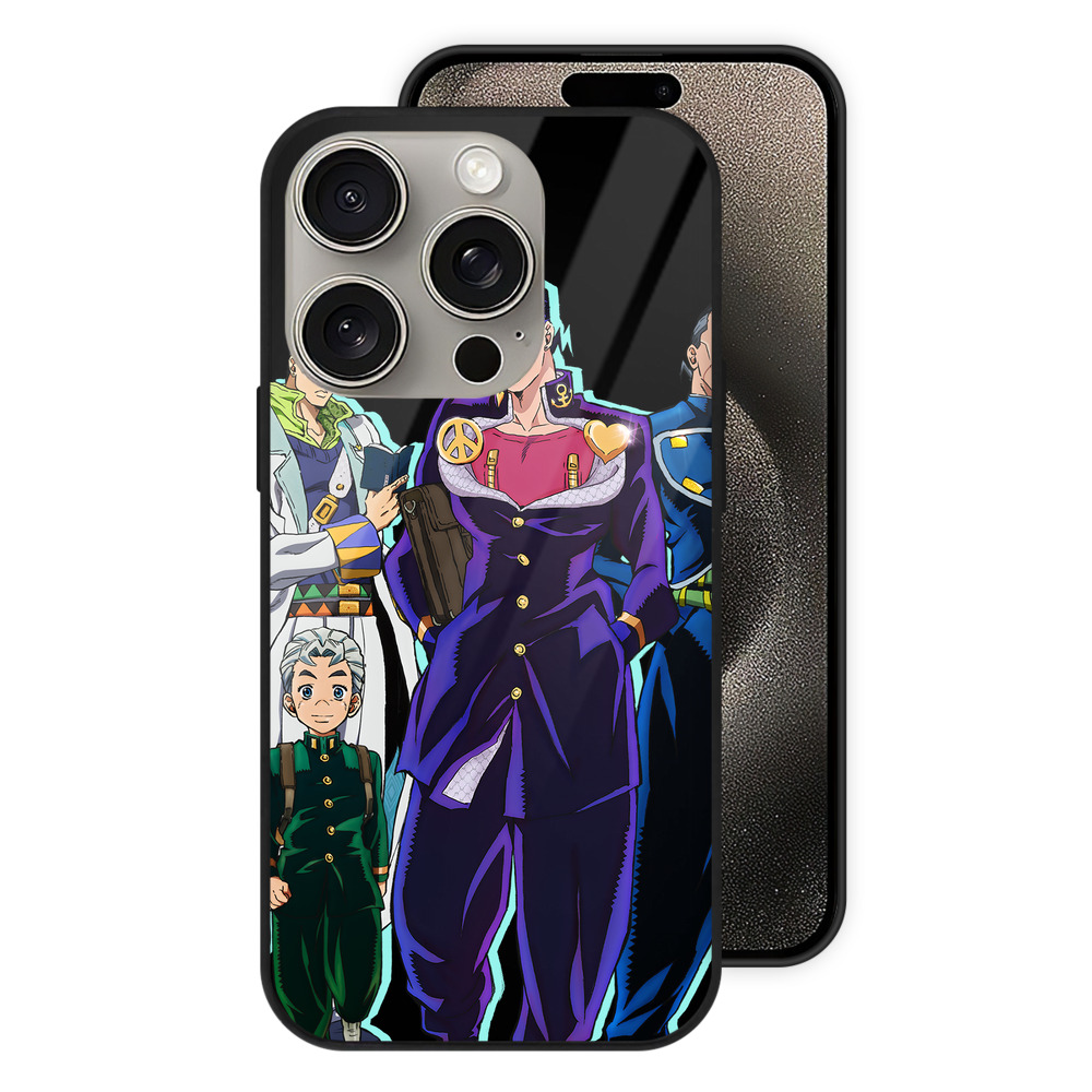 （画像用） ジョジョの奇妙な冒険 JoJo's Bizarre Adventure 【iPhone15Pro対応】スマホケース 耐衝撃＆黄変防止 背面ガラス
