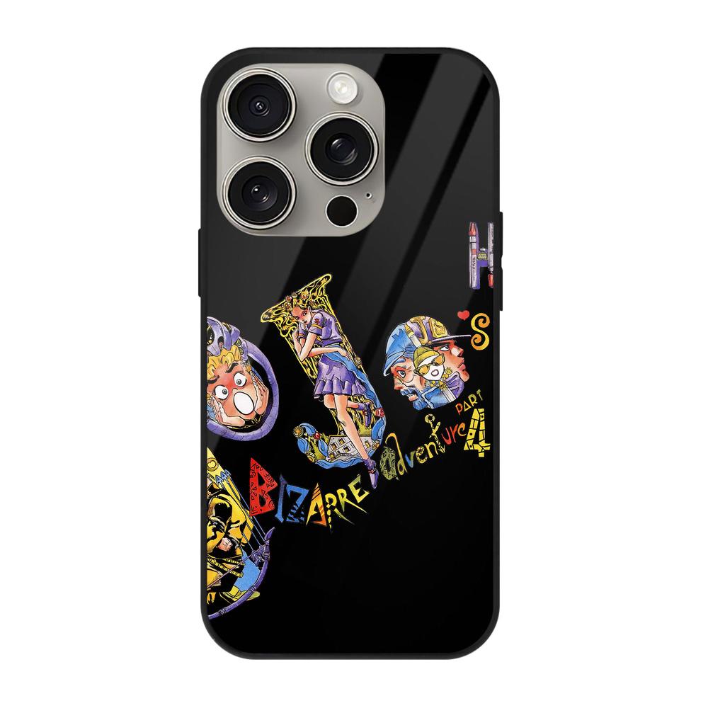 （画像用） ジョジョの奇妙な冒険 JoJo's Bizarre Adventure 【iPhone15Pro対応】スマホケース 耐衝撃＆黄変防止 背面ガラス