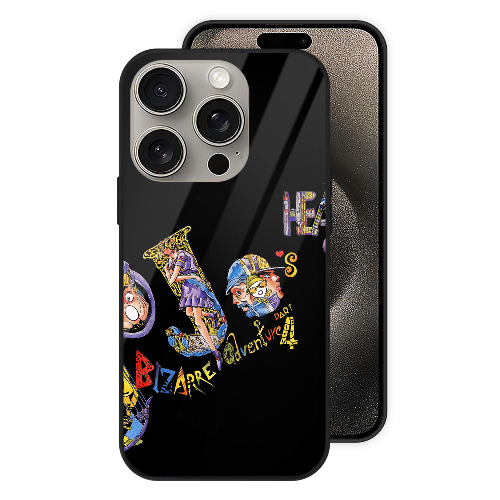 （画像用） ジョジョの奇妙な冒険 JoJo's Bizarre Adventure 【iPhone15Pro対応】スマホケース 耐衝撃＆黄変防止 背面ガラス