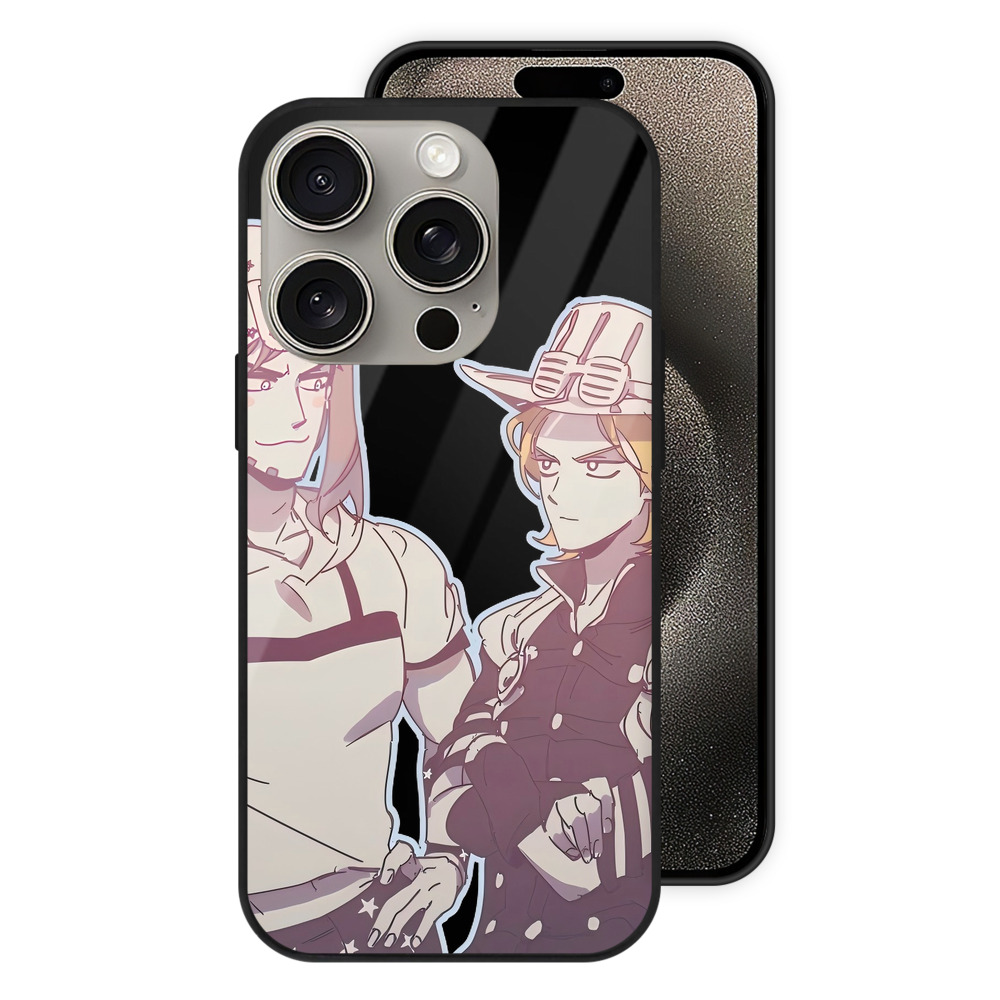 （画像用） ジョジョの奇妙な冒険 JoJo's Bizarre Adventure 【iPhone15Pro対応】スマホケース 耐衝撃＆黄変防止 背面ガラス