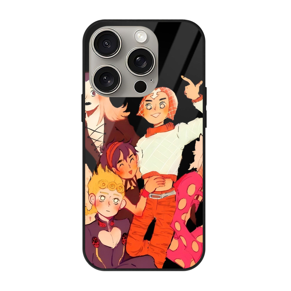 （画像用） ジョジョの奇妙な冒険 JoJo's Bizarre Adventure 【iPhone15Pro対応】スマホケース 耐衝撃＆黄変防止 背面ガラス