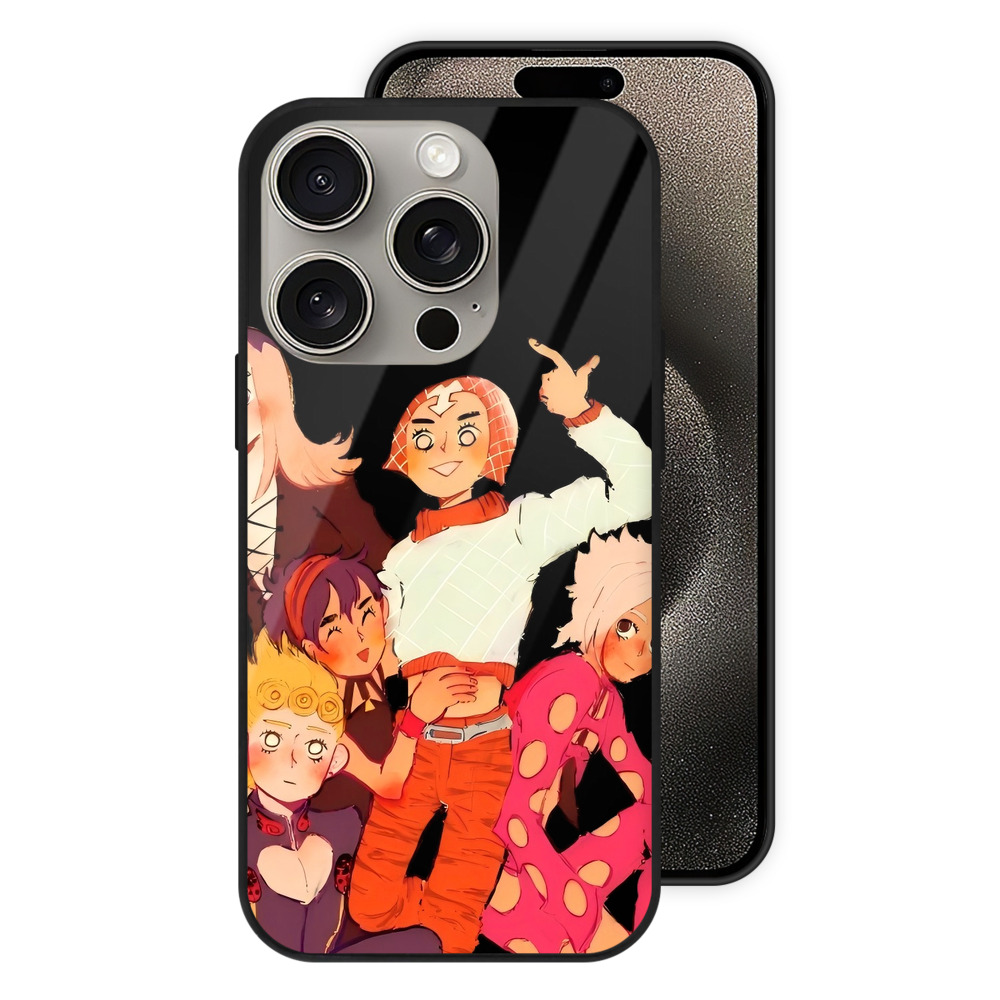 （画像用） ジョジョの奇妙な冒険 JoJo's Bizarre Adventure 【iPhone15Pro対応】スマホケース 耐衝撃＆黄変防止 背面ガラス