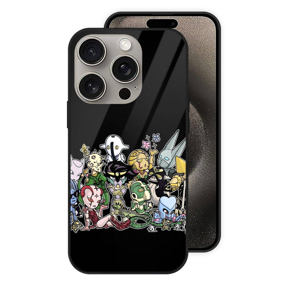 （画像用） ジョジョの奇妙な冒険 JoJo's Bizarre Adventure 【iPhone15Pro対応】スマホケース 耐衝撃＆黄変防止 背面ガラス