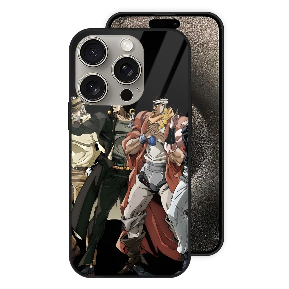 （画像用） ジョジョの奇妙な冒険 JoJo's Bizarre Adventure 【iPhone15Pro対応】スマホケース 耐衝撃＆黄変防止 背面ガラス