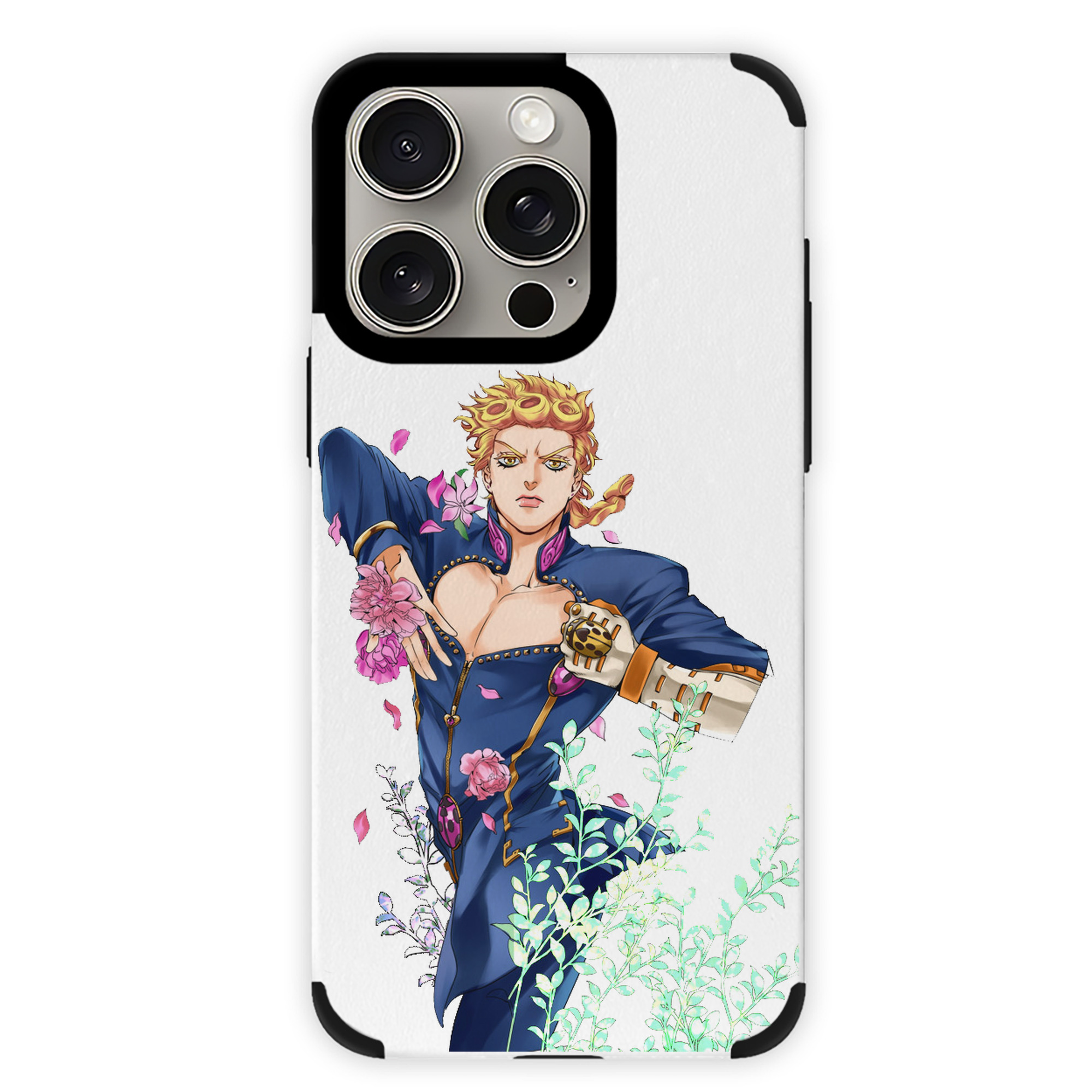 （画像用） ジョジョの奇妙な冒険 ジョルノ?ジョバァーナ JoJo's Bizarre Adventure Giorno Giovanna 【iPhone15ProMax対応】 PUレザー スマホケース 耐衝撃＆黄変防止