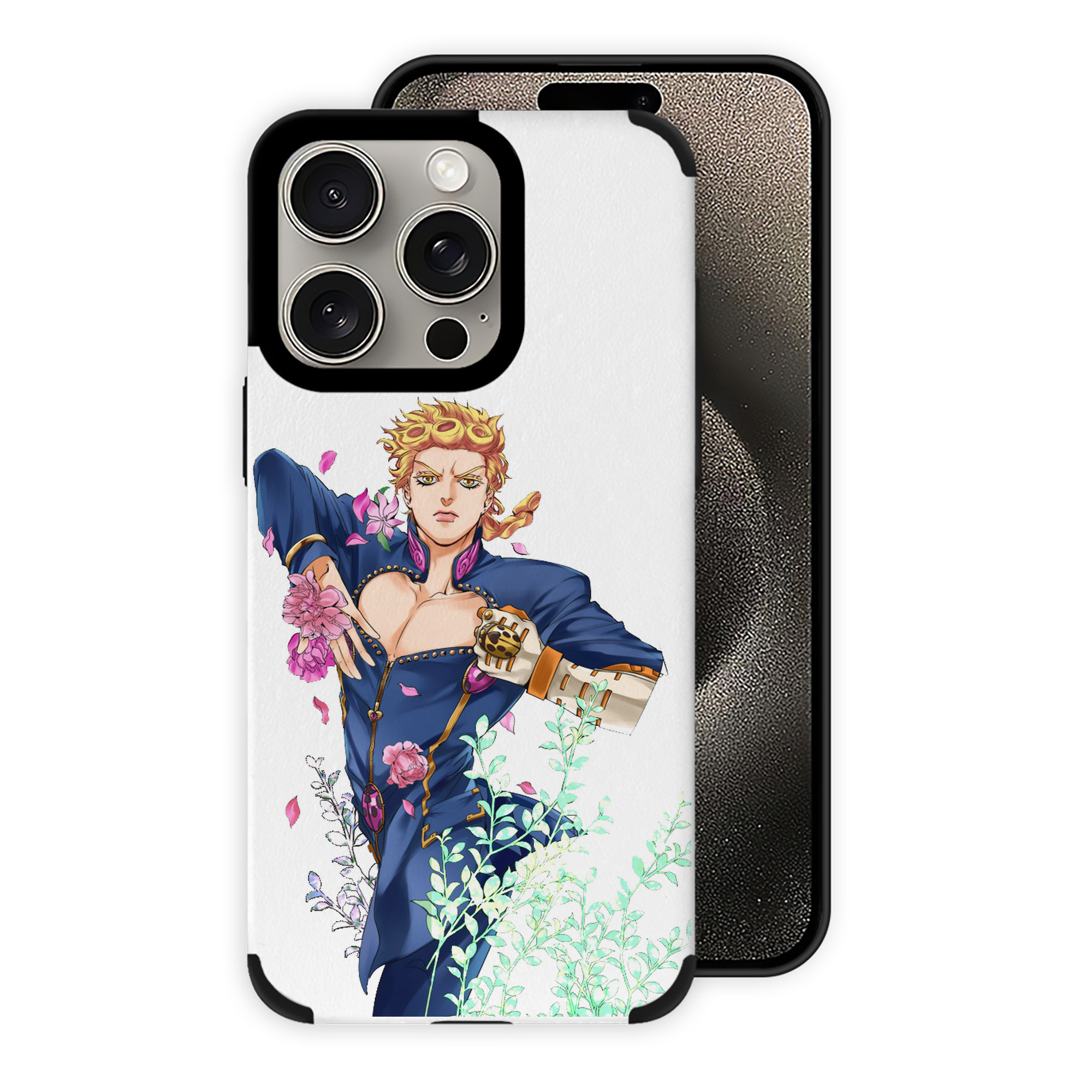 （画像用） ジョジョの奇妙な冒険 ジョルノ?ジョバァーナ JoJo's Bizarre Adventure Giorno Giovanna 【iPhone15ProMax対応】 PUレザー スマホケース 耐衝撃＆黄変防止