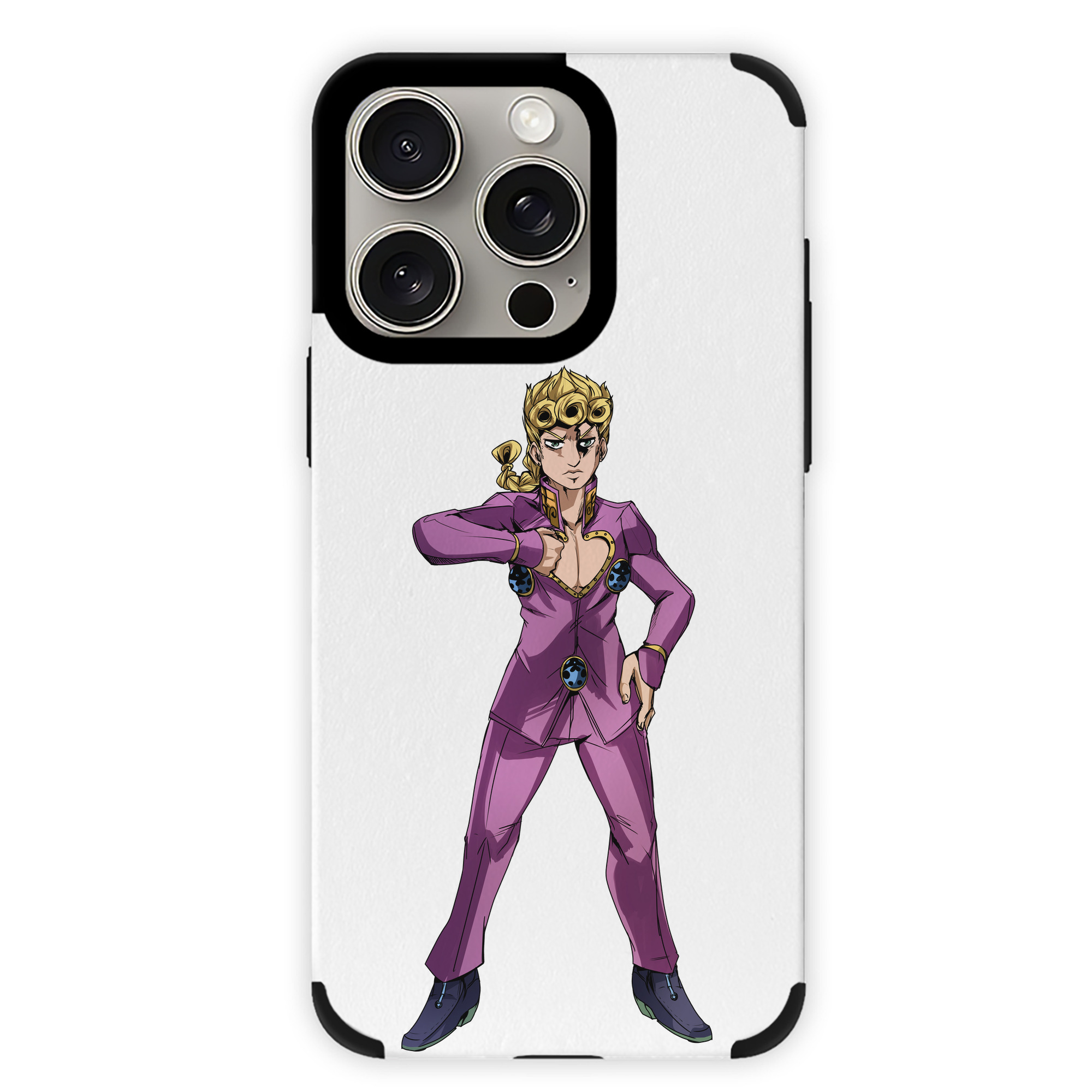 （画像用） ジョジョの奇妙な冒険 ジョルノ?ジョバァーナ JoJo's Bizarre Adventure Giorno Giovanna 【iPhone15ProMax対応】 PUレザー スマホケース 耐衝撃＆黄変防止