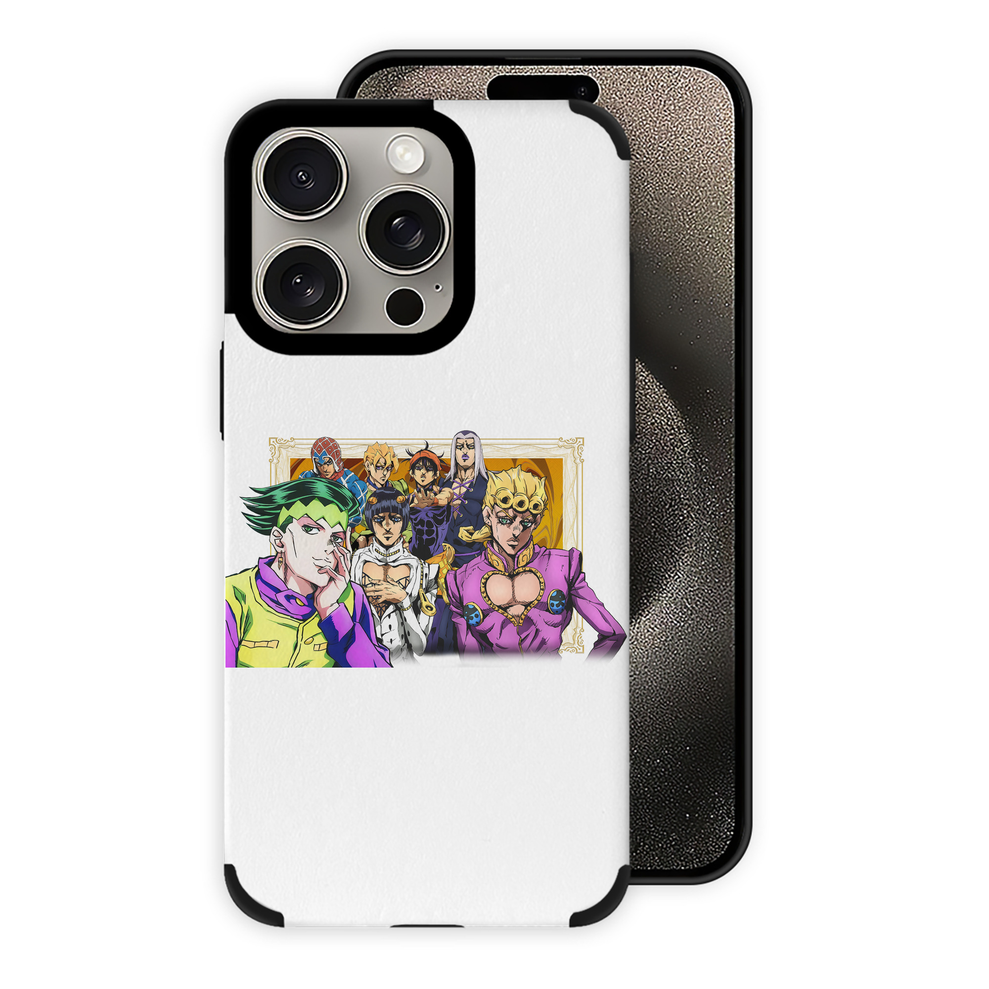 （画像用） ジョジョの奇妙な冒険 ジョルノ?ジョバァーナ JoJo's Bizarre Adventure Giorno Giovanna 【iPhone15ProMax対応】 PUレザー スマホケース 耐衝撃＆黄変防止