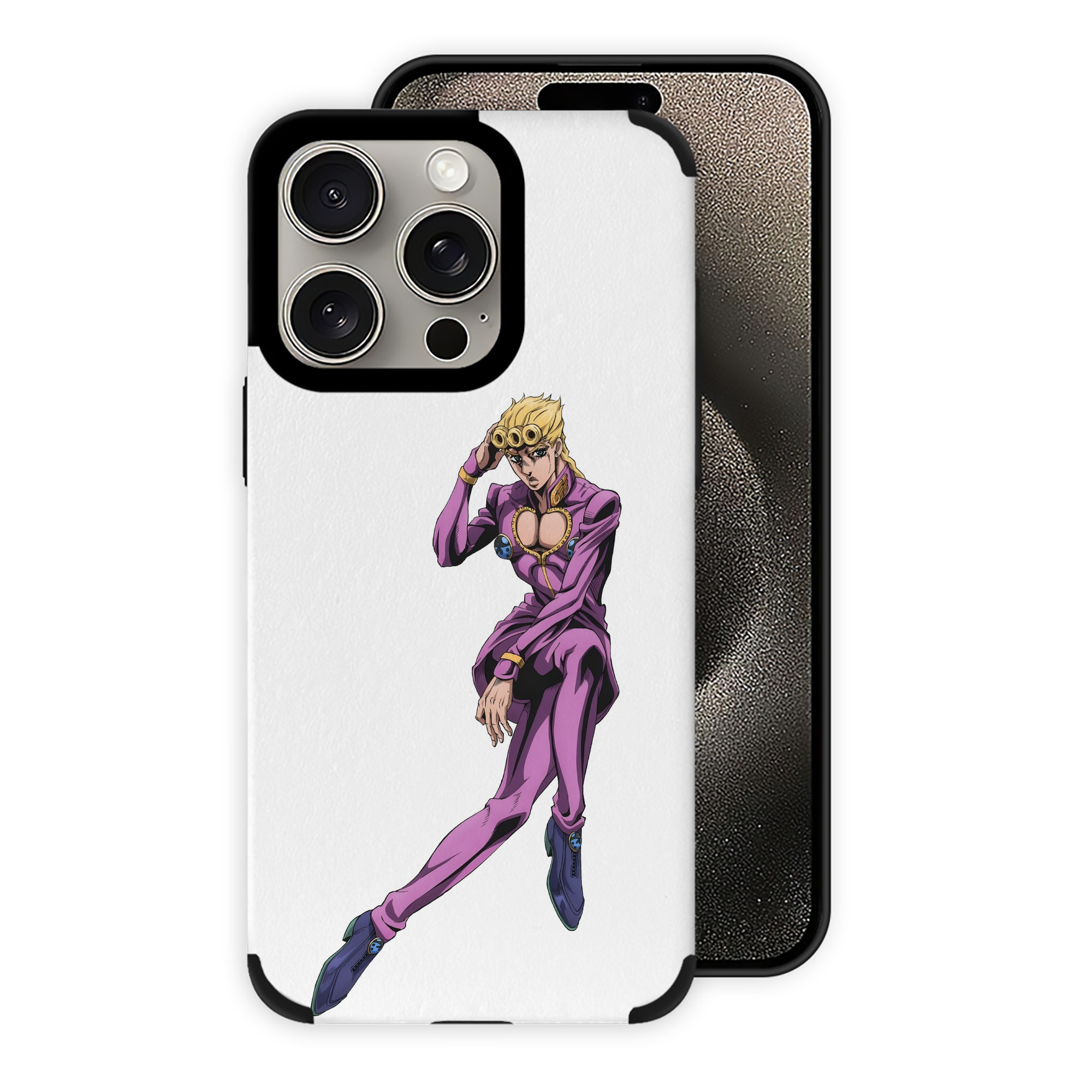 （画像用） ジョジョの奇妙な冒険 ジョルノ?ジョバァーナ JoJo's Bizarre Adventure Giorno Giovanna 【iPhone15ProMax対応】 PUレザー スマホケース 耐衝撃＆黄変防止