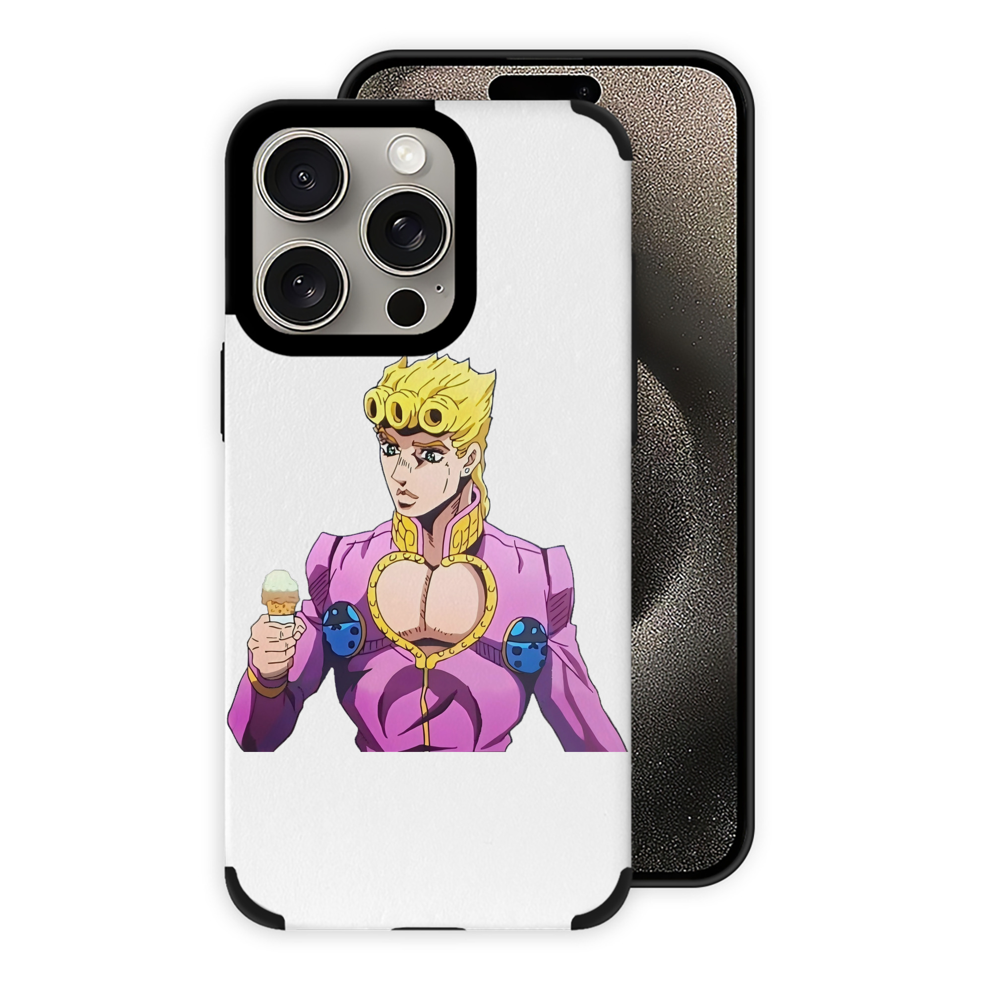 （画像用） ジョジョの奇妙な冒険 ジョルノ?ジョバァーナ JoJo's Bizarre Adventure Giorno Giovanna 【iPhone15ProMax対応】 PUレザー スマホケース 耐衝撃＆黄変防止