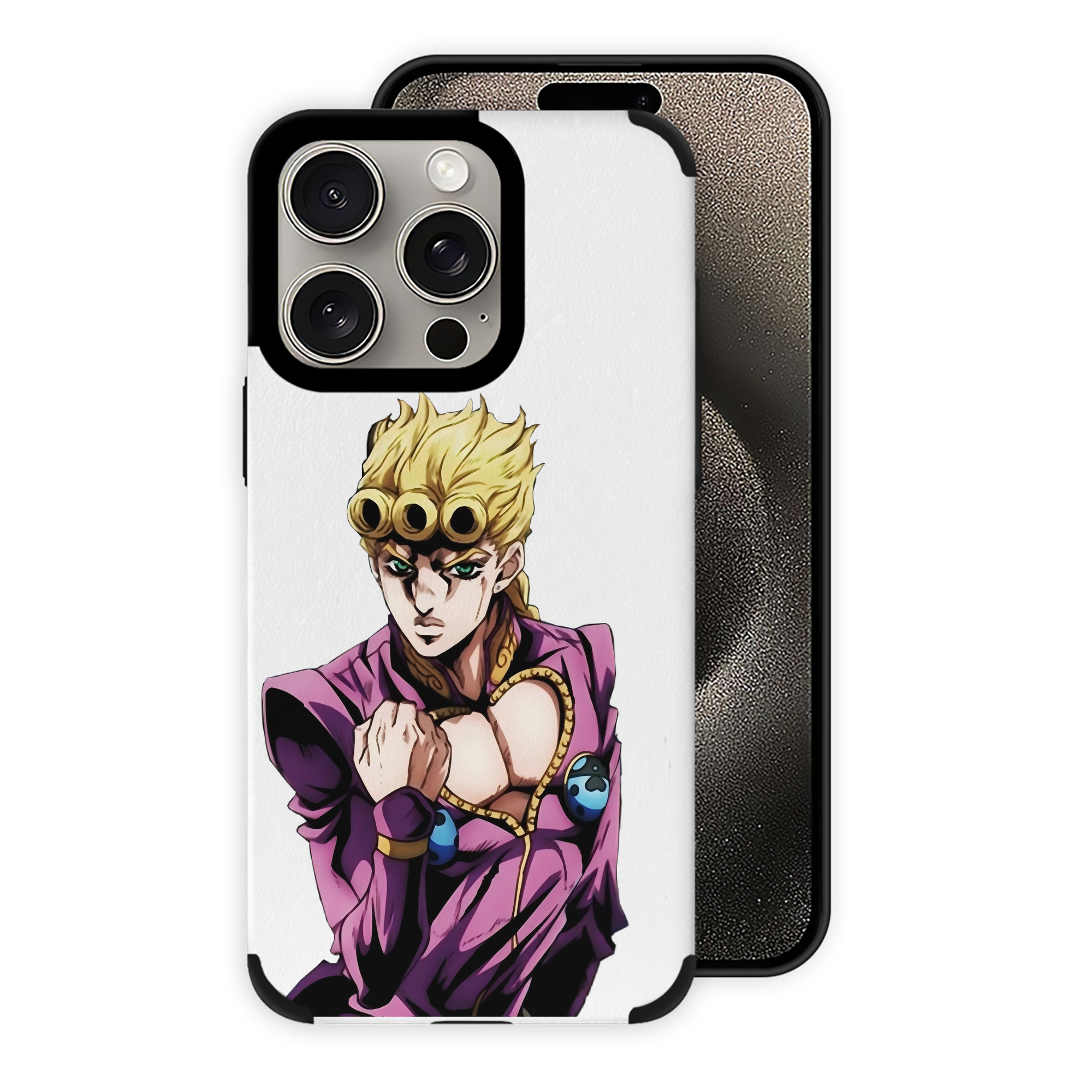 （画像用） ジョジョの奇妙な冒険 ジョルノ?ジョバァーナ JoJo's Bizarre Adventure Giorno Giovanna 【iPhone15ProMax対応】 PUレザー スマホケース 耐衝撃＆黄変防止