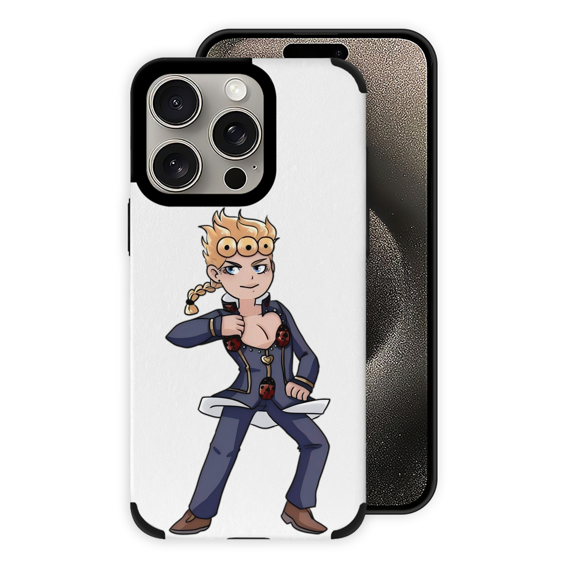 （画像用） ジョジョの奇妙な冒険 ジョルノ?ジョバァーナ JoJo's Bizarre Adventure Giorno Giovanna 【iPhone15ProMax対応】 PUレザー スマホケース 耐衝撃＆黄変防止