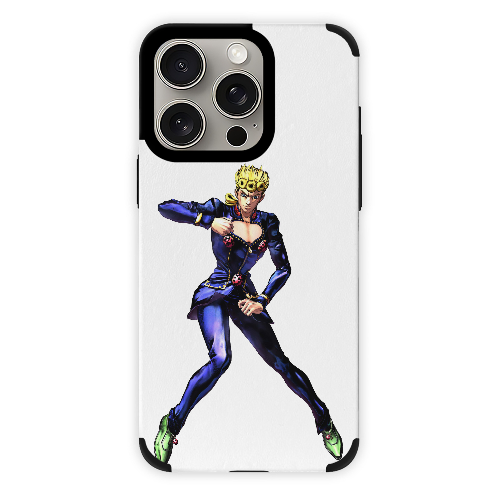 （画像用） ジョジョの奇妙な冒険 ジョルノ?ジョバァーナ JoJo's Bizarre Adventure Giorno Giovanna 【iPhone15ProMax対応】 PUレザー スマホケース 耐衝撃＆黄変防止