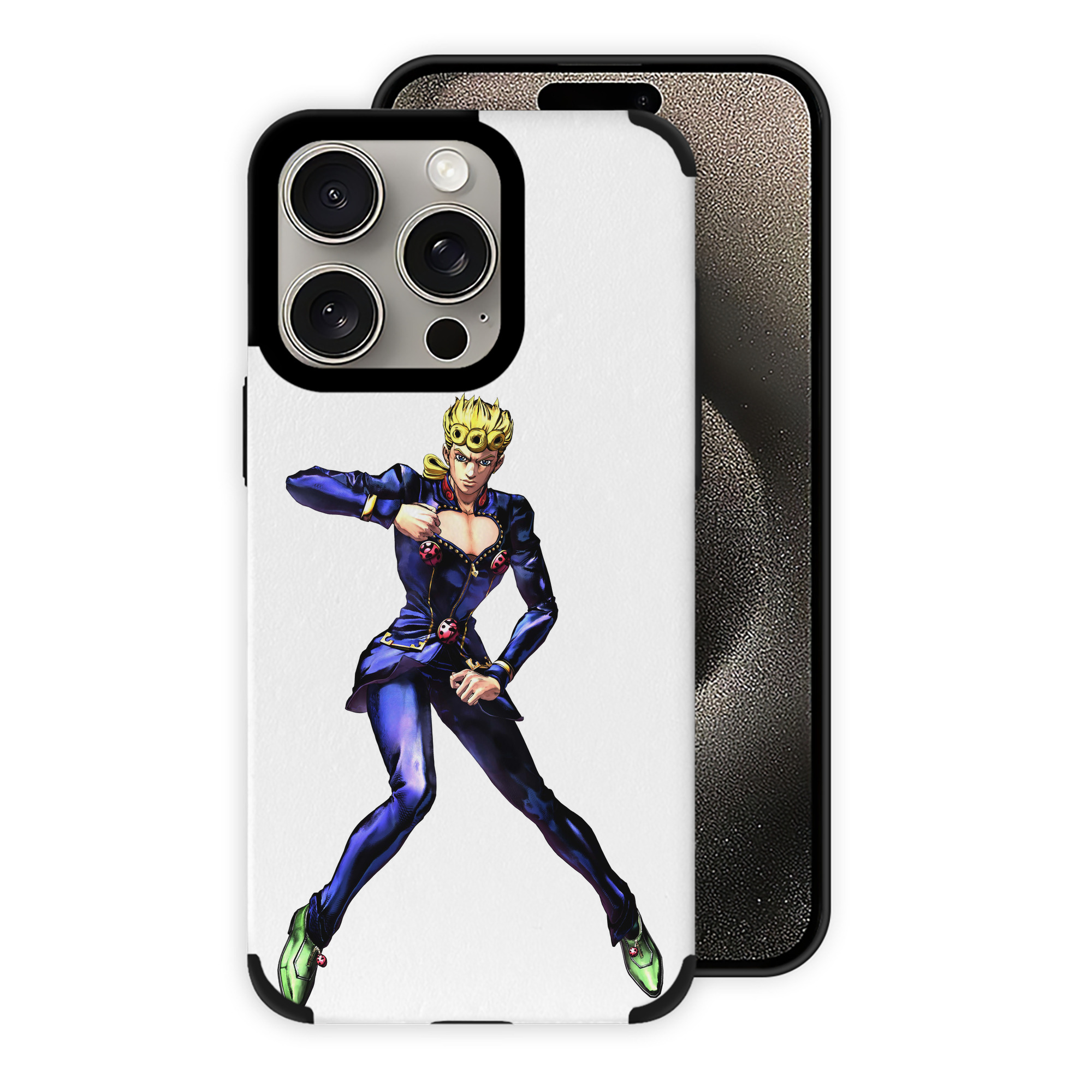 （画像用） ジョジョの奇妙な冒険 ジョルノ?ジョバァーナ JoJo's Bizarre Adventure Giorno Giovanna 【iPhone15ProMax対応】 PUレザー スマホケース 耐衝撃＆黄変防止
