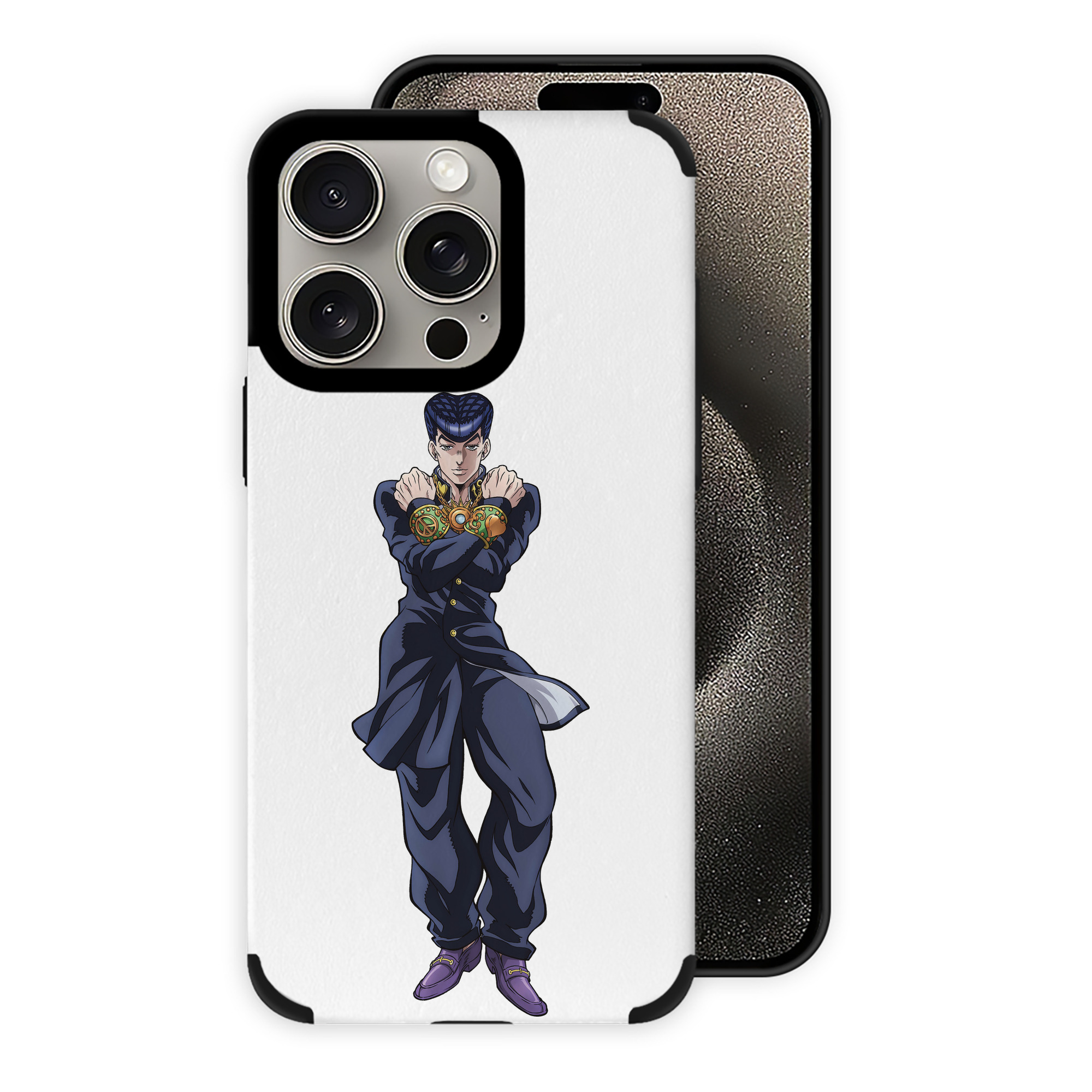 （画像用） ジョジョの奇妙な冒険 ひがしかた じょうすけ JoJo's Bizarre Adventure Higashikata Josuke 【iPhone15ProMax対応】 PUレザー スマホケース 耐衝撃＆黄変防止