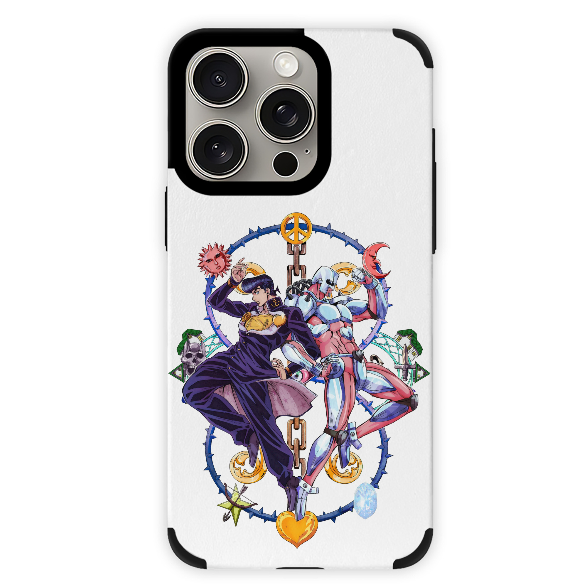 （画像用） ジョジョの奇妙な冒険 ひがしかた じょうすけ JoJo's Bizarre Adventure Higashikata Josuke 【iPhone15ProMax対応】 PUレザー スマホケース 耐衝撃＆黄変防止
