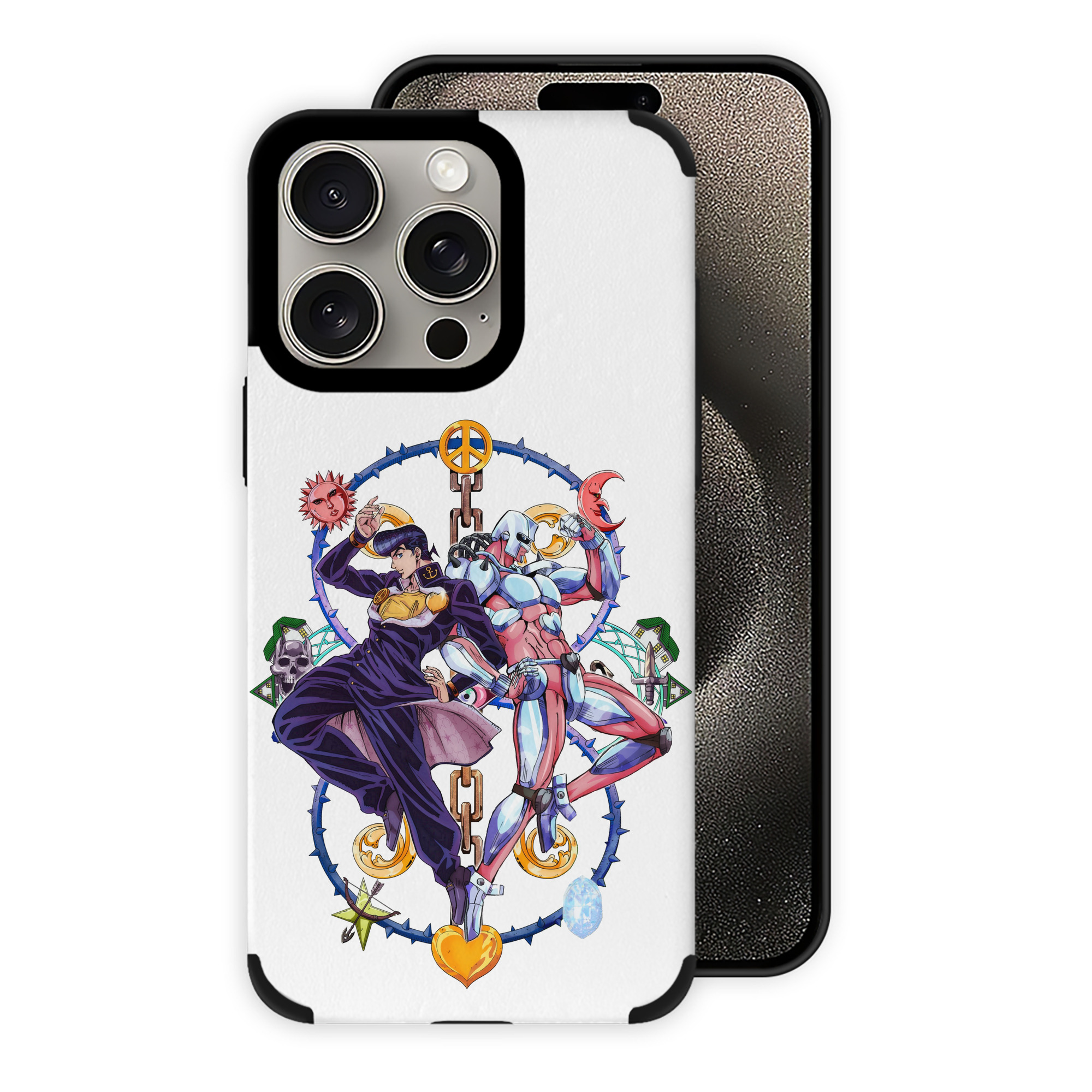 （画像用） ジョジョの奇妙な冒険 ひがしかた じょうすけ JoJo's Bizarre Adventure Higashikata Josuke 【iPhone15ProMax対応】 PUレザー スマホケース 耐衝撃＆黄変防止
