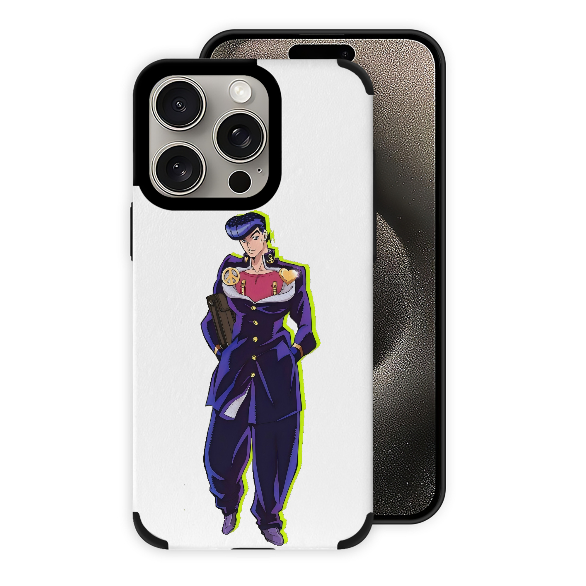 （画像用） ジョジョの奇妙な冒険 ひがしかた じょうすけ JoJo's Bizarre Adventure Higashikata Josuke 【iPhone15ProMax対応】 PUレザー スマホケース 耐衝撃＆黄変防止