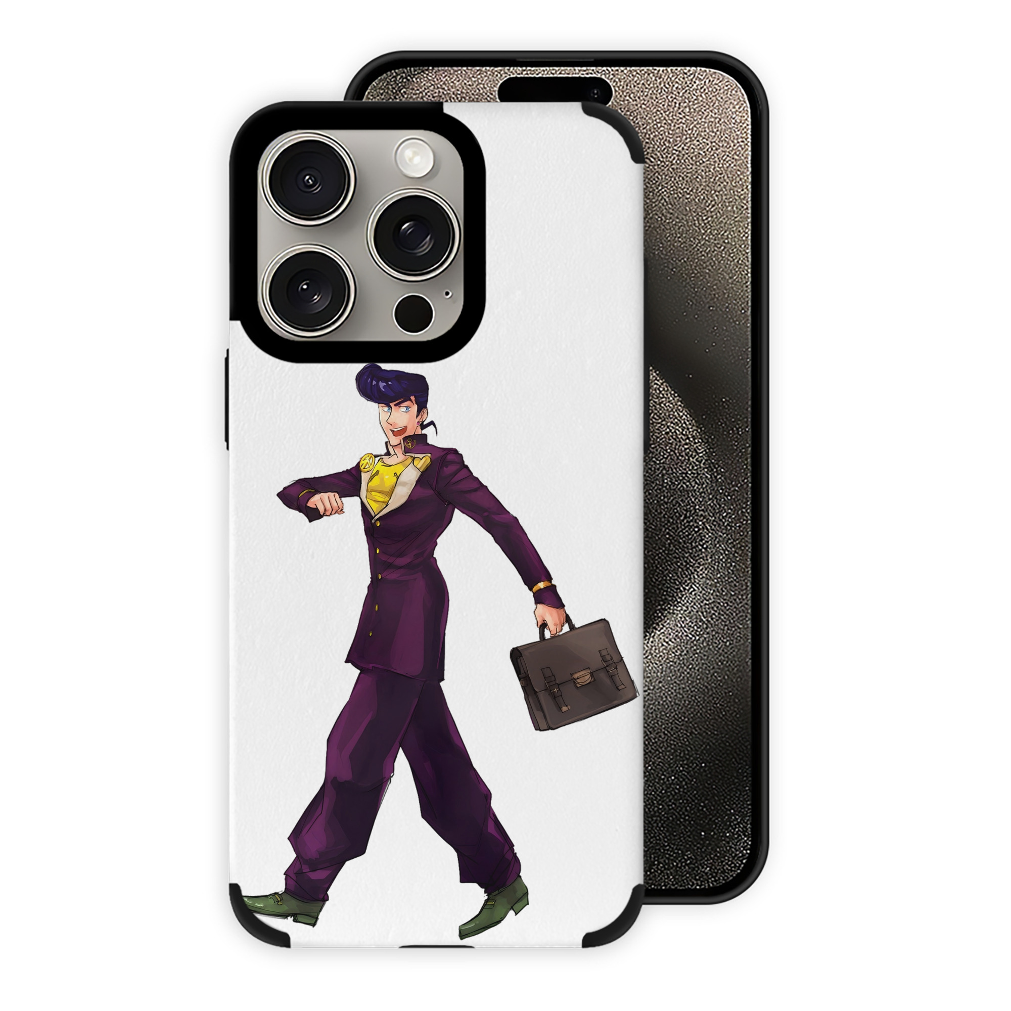 （画像用） ジョジョの奇妙な冒険 ひがしかた じょうすけ JoJo's Bizarre Adventure Higashikata Josuke 【iPhone15ProMax対応】 PUレザー スマホケース 耐衝撃＆黄変防止