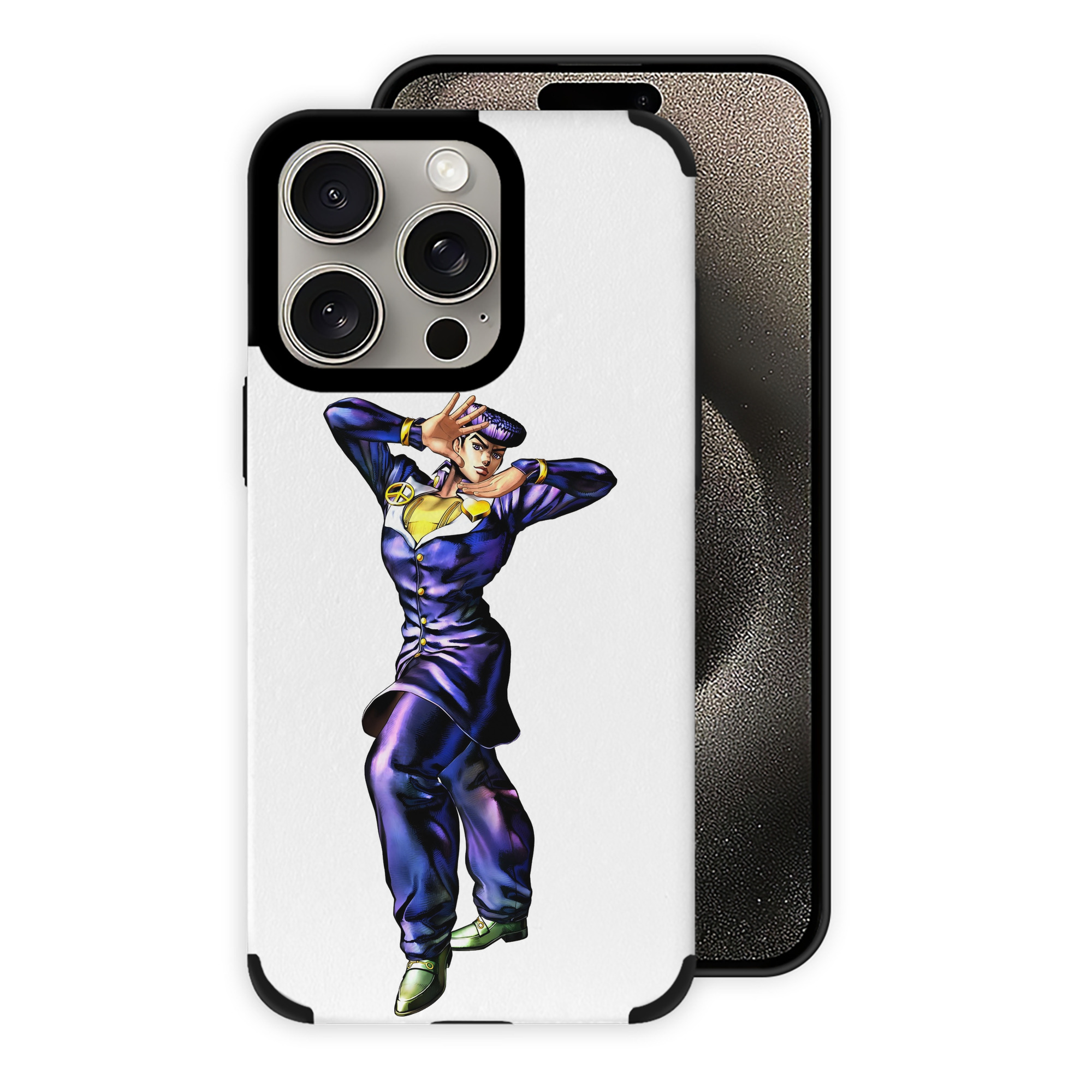 （画像用） ジョジョの奇妙な冒険 ひがしかた じょうすけ JoJo's Bizarre Adventure Higashikata Josuke 【iPhone15ProMax対応】 PUレザー スマホケース 耐衝撃＆黄変防止