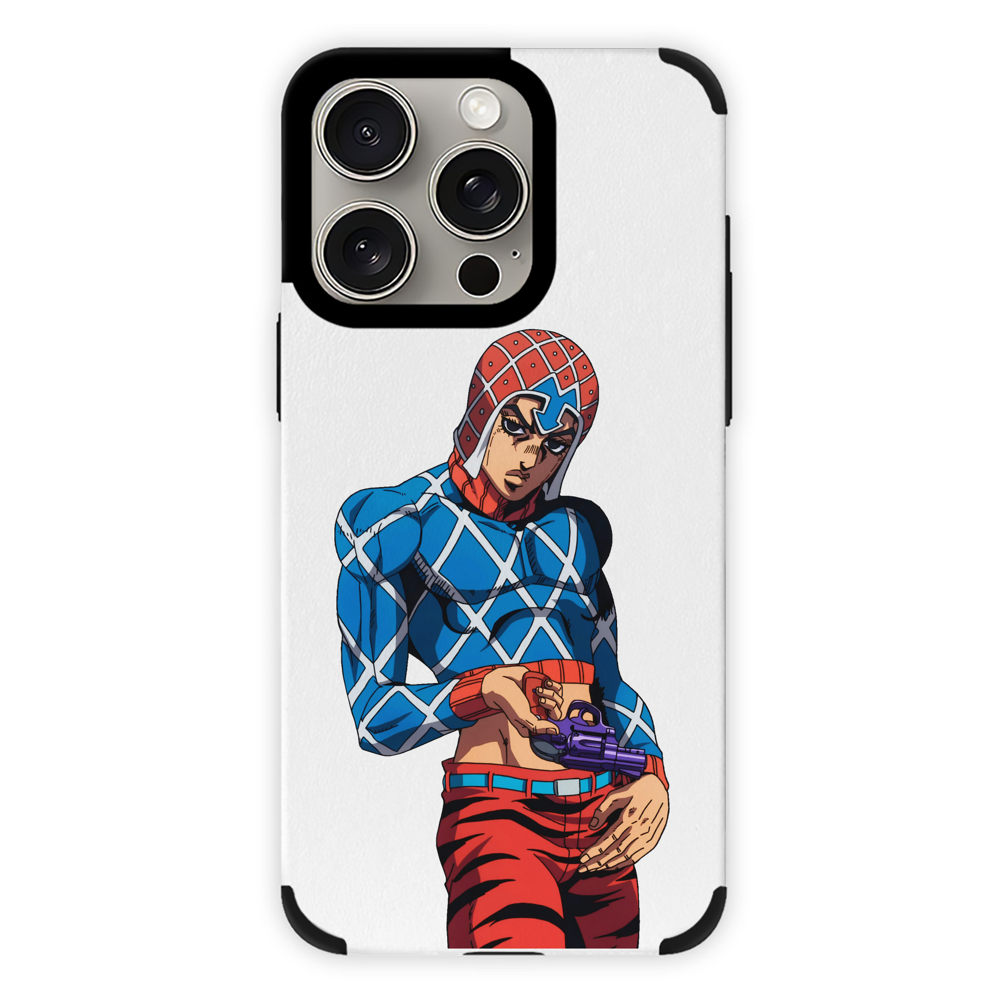 （画像用） ジョジョの奇妙な冒険 グイード?ミスタ JoJo's Bizarre Adventure Guido Mista 【iPhone15ProMax対応】 PUレザー スマホケース 耐衝撃＆黄変防止