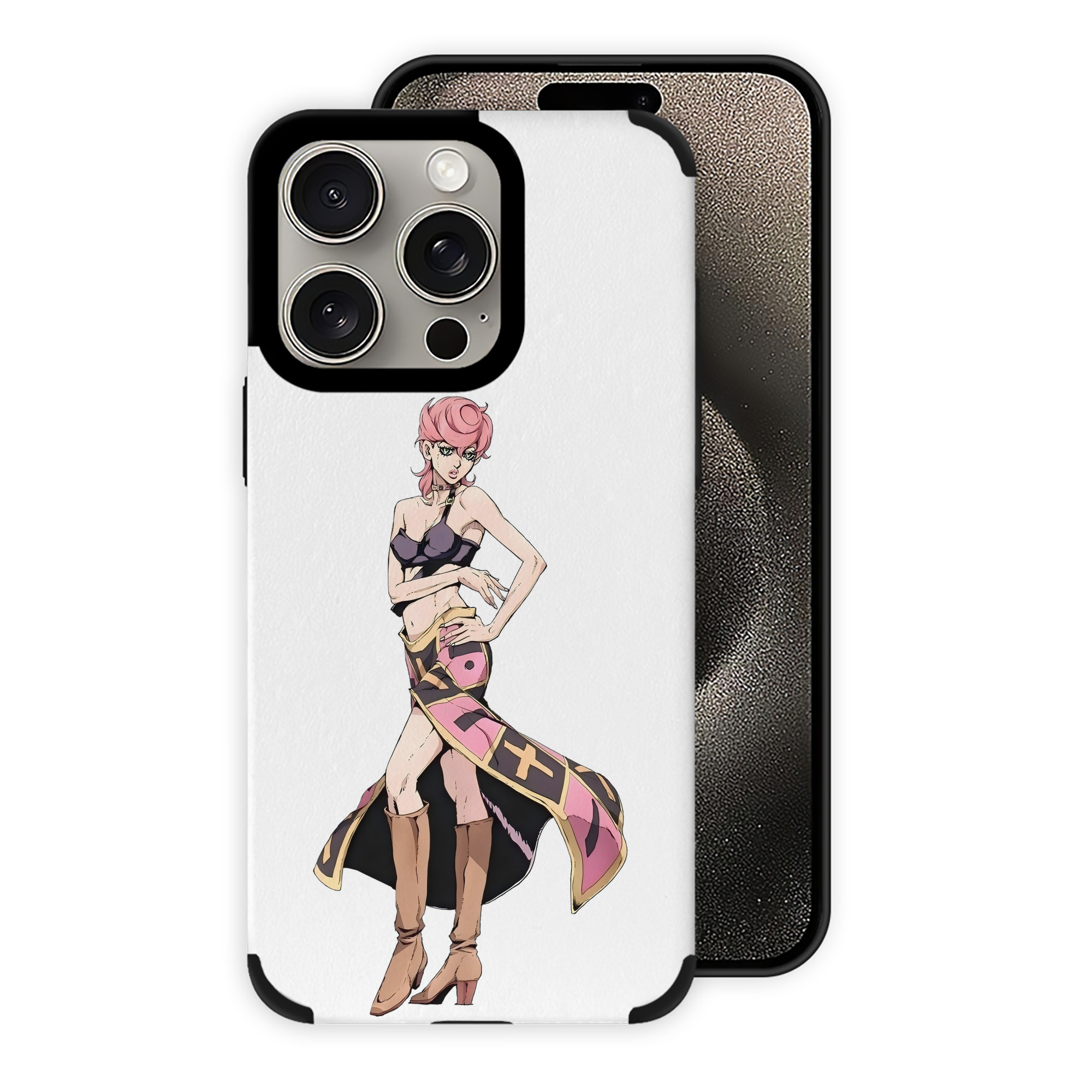 （画像用） ジョジョの奇妙な冒険 トリッシュ?ウナ JoJo's Bizarre Adventure Trish Una 【iPhone15ProMax対応】 PUレザー スマホケース 耐衝撃＆黄変防止