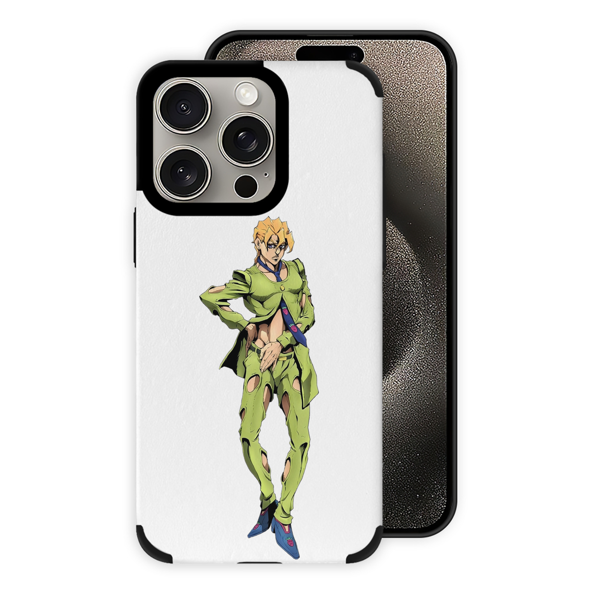 （画像用） ジョジョの奇妙な冒険 パンナコッタ?フー JoJo's Bizarre Adventure Pannacotta Fugo 【iPhone15ProMax対応】 PUレザー スマホケース 耐衝撃＆黄変防止