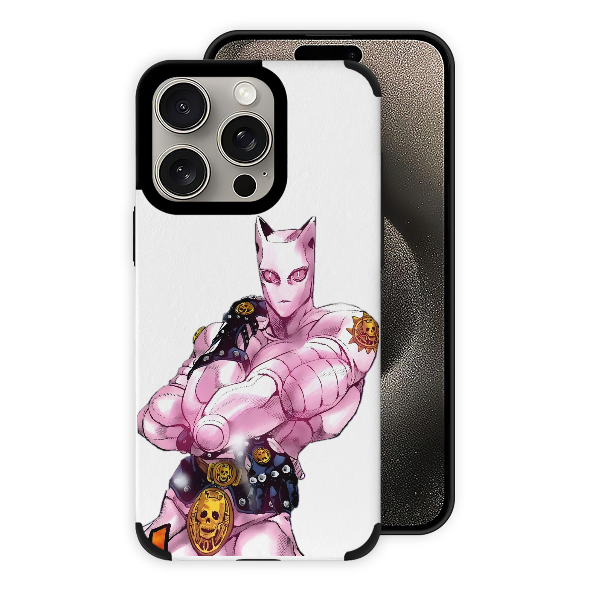 （画像用） ジョジョの奇妙な冒険 きら よしかげ JoJo's Bizarre Adventure Kira Yoshikage 【iPhone15ProMax対応】 PUレザー スマホケース 耐衝撃＆黄変防止