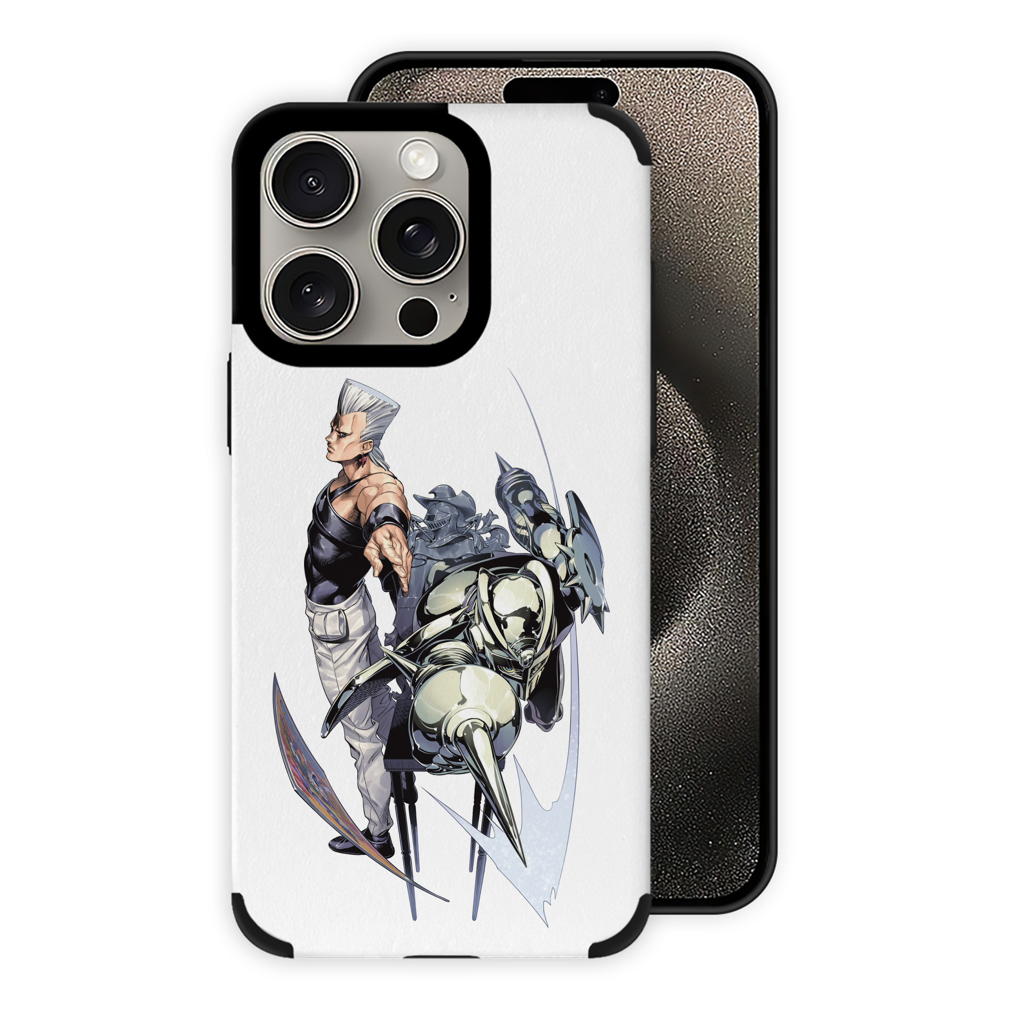（画像用） ジョジョの奇妙な冒険 ジャン＝ピエール?ポルナレフ JoJo's Bizarre Adventure Jan Pierre Polnareff 【iPhone15ProMax対応】 PUレザー スマホケース 耐衝撃＆黄変防止