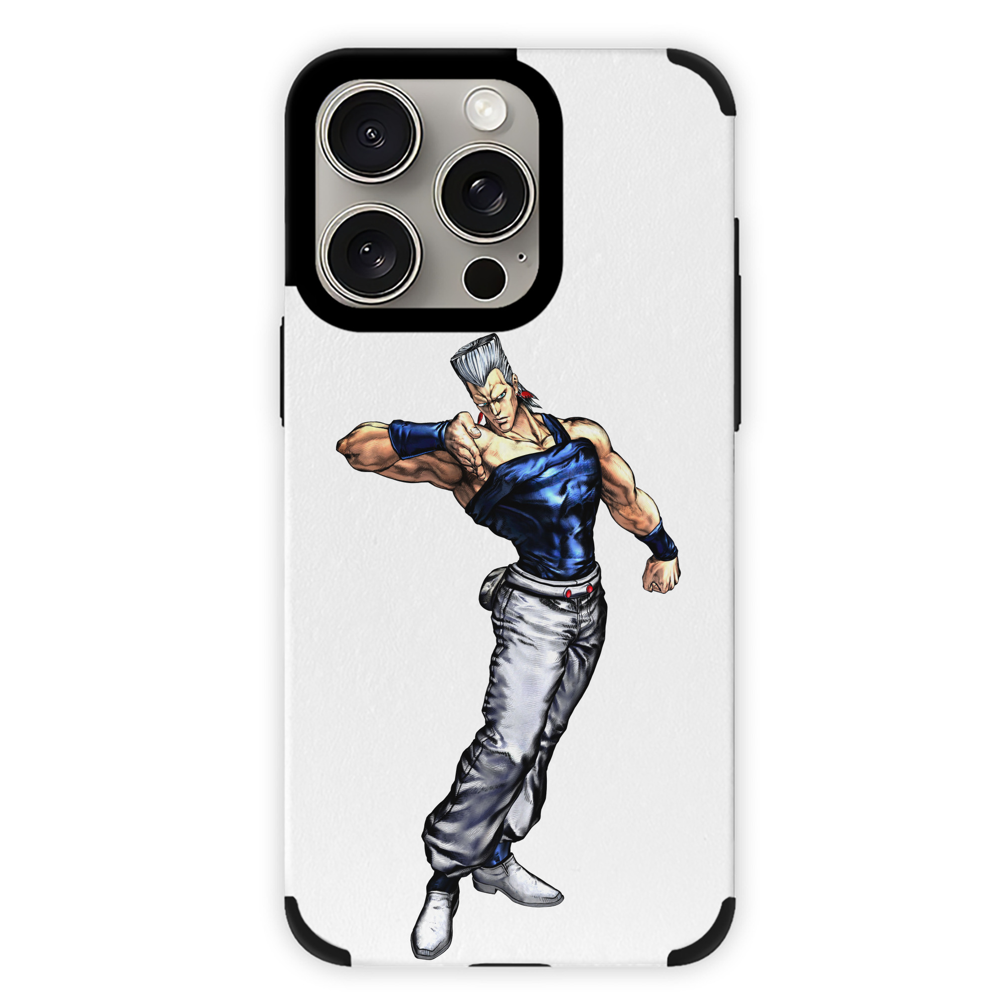 （画像用） ジョジョの奇妙な冒険 ジャン＝ピエール?ポルナレフ JoJo's Bizarre Adventure Jan Pierre Polnareff 【iPhone15ProMax対応】 PUレザー スマホケース 耐衝撃＆黄変防止