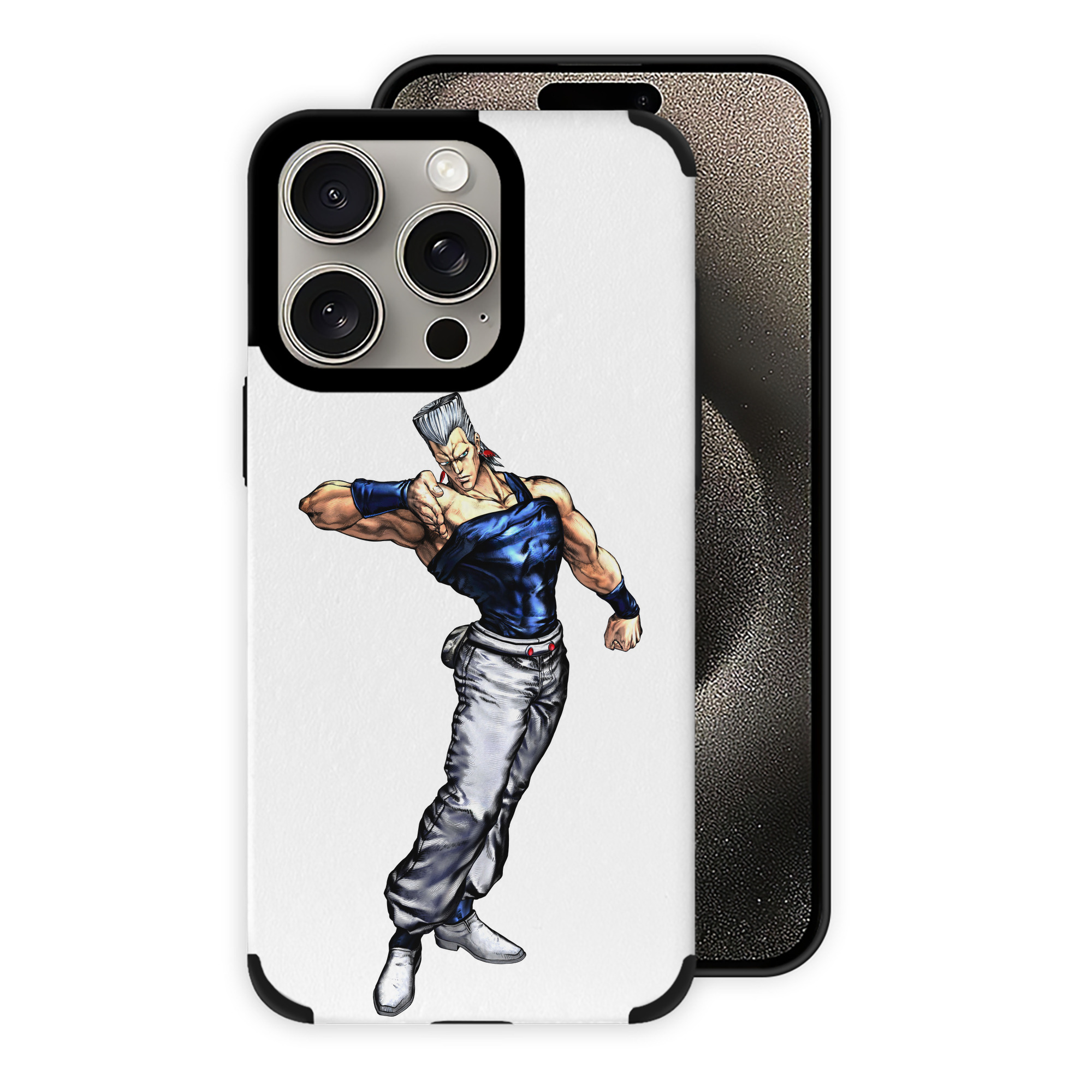 （画像用） ジョジョの奇妙な冒険 ジャン＝ピエール?ポルナレフ JoJo's Bizarre Adventure Jan Pierre Polnareff 【iPhone15ProMax対応】 PUレザー スマホケース 耐衝撃＆黄変防止