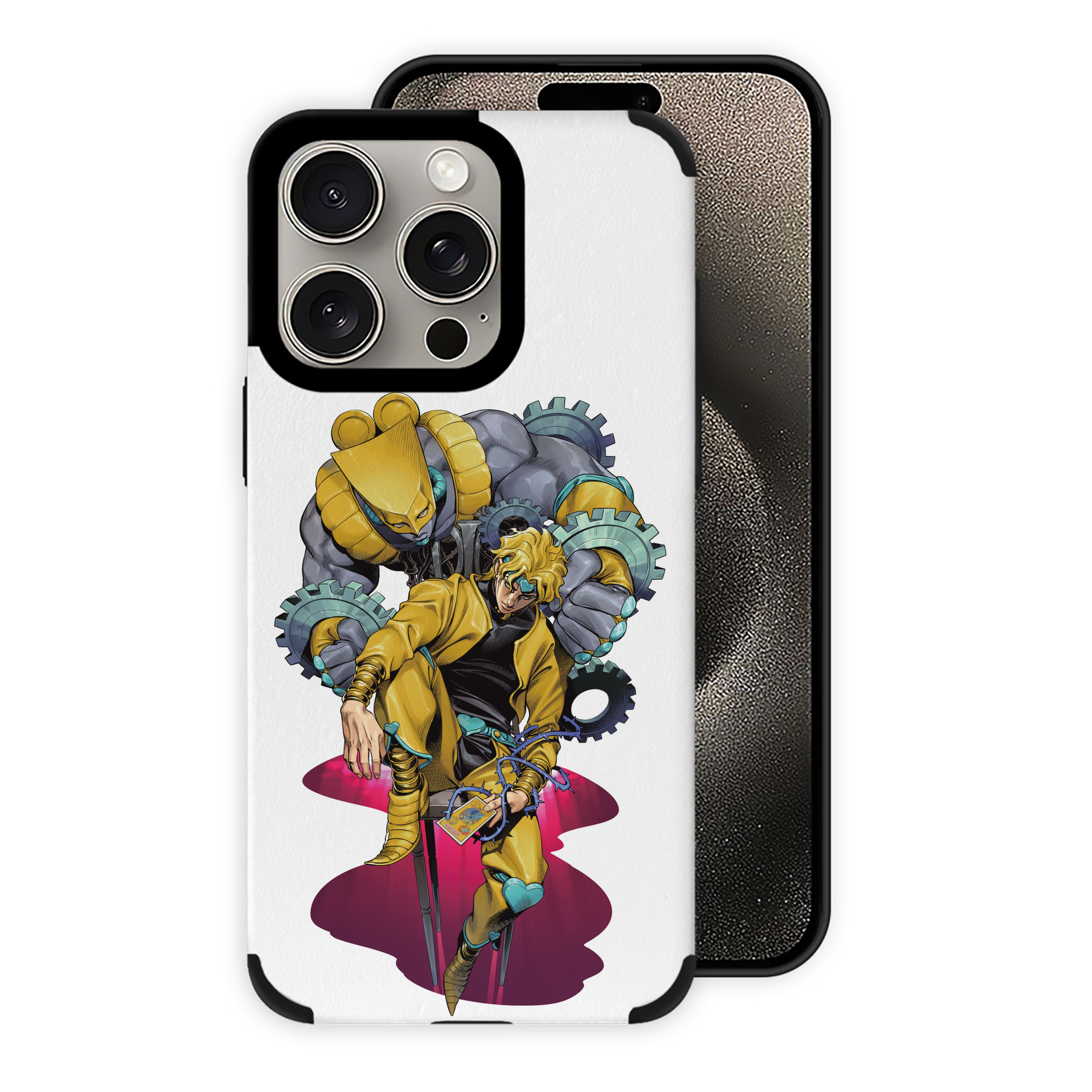 （画像用） ジョジョの奇妙な冒険 ディオ?ブランドー JoJo's Bizarre Adventure Dio Brando 【iPhone15ProMax対応】 PUレザー スマホケース 耐衝撃＆黄変防止