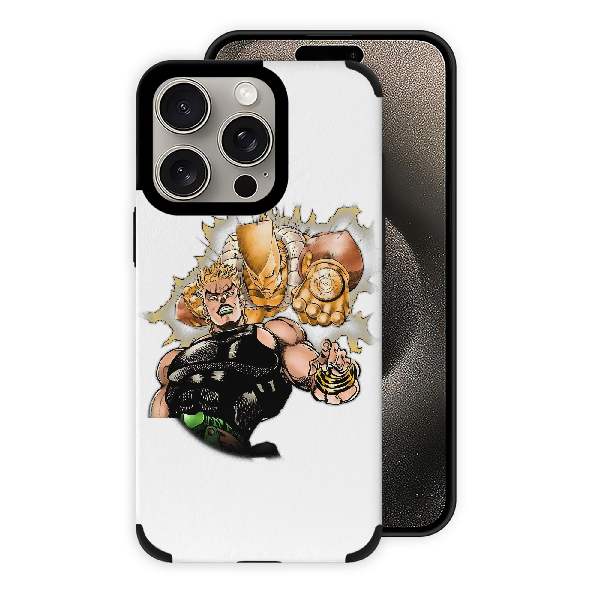 （画像用） ジョジョの奇妙な冒険 ディオ?ブランドー JoJo's Bizarre Adventure Dio Brando 【iPhone15ProMax対応】 PUレザー スマホケース 耐衝撃＆黄変防止